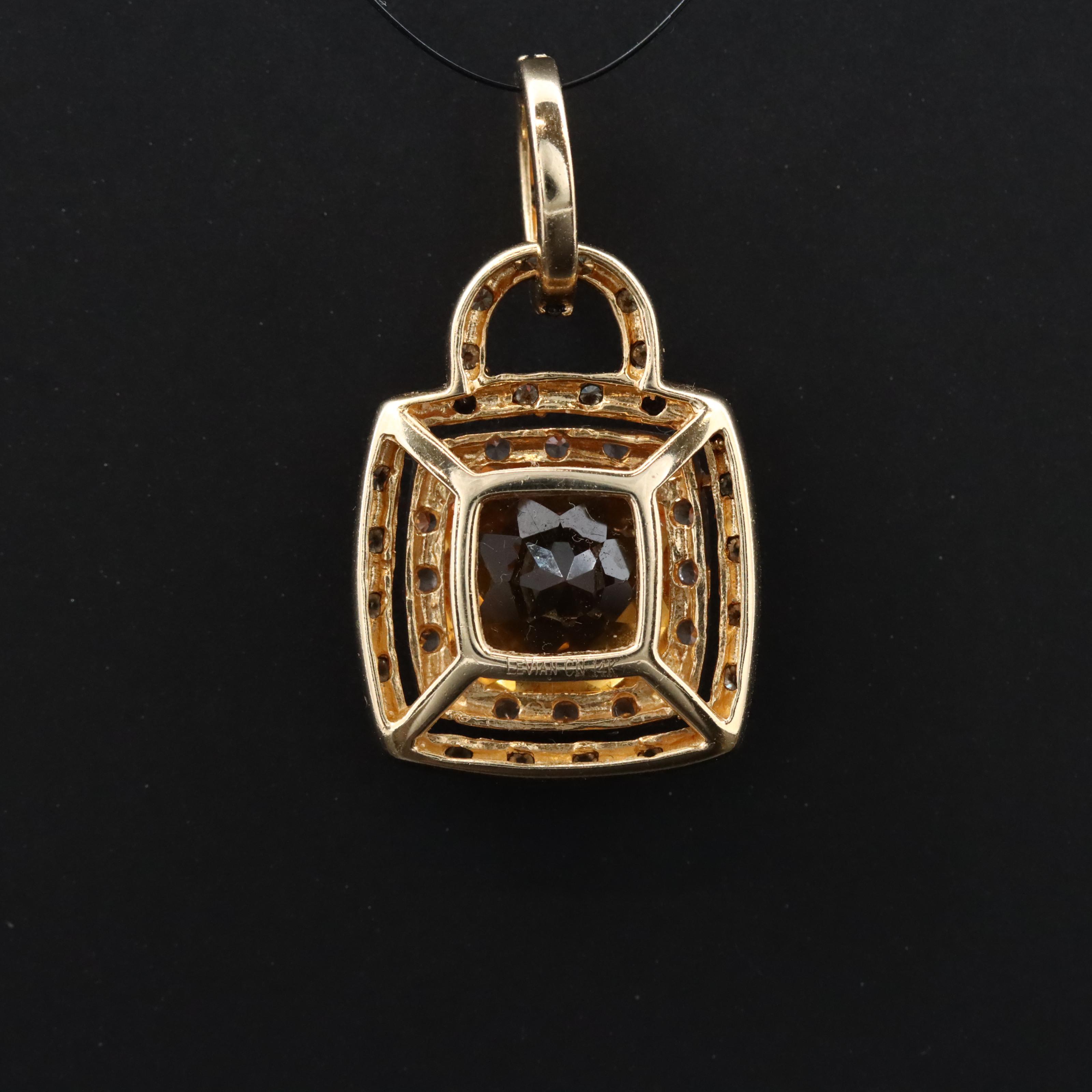 Le Vian 14K Citrine, White Sapphire, and Diamond Pendant