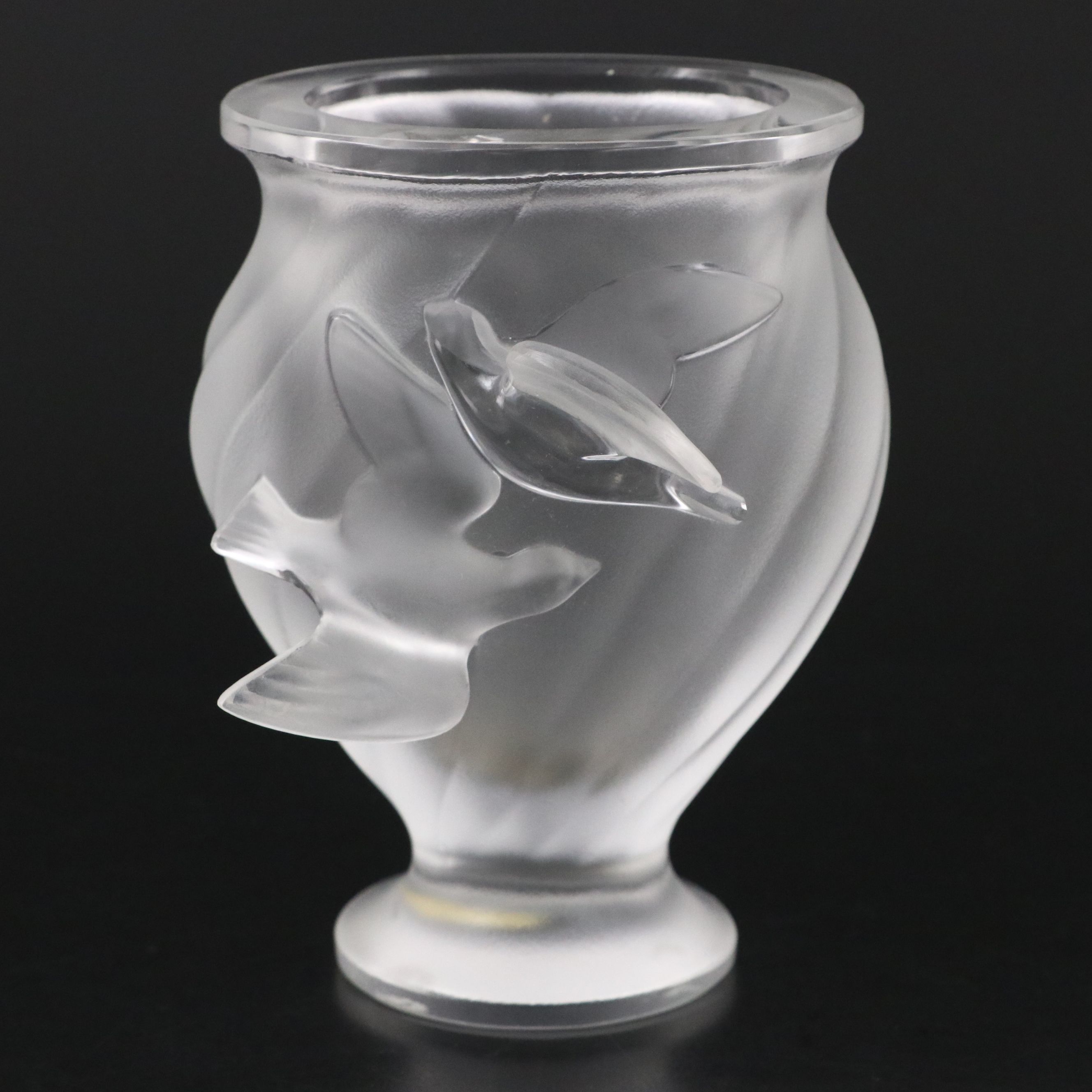 Lalique "Rosine" Frosted and Clear Crystal Vase, Mid/Late 20th Century