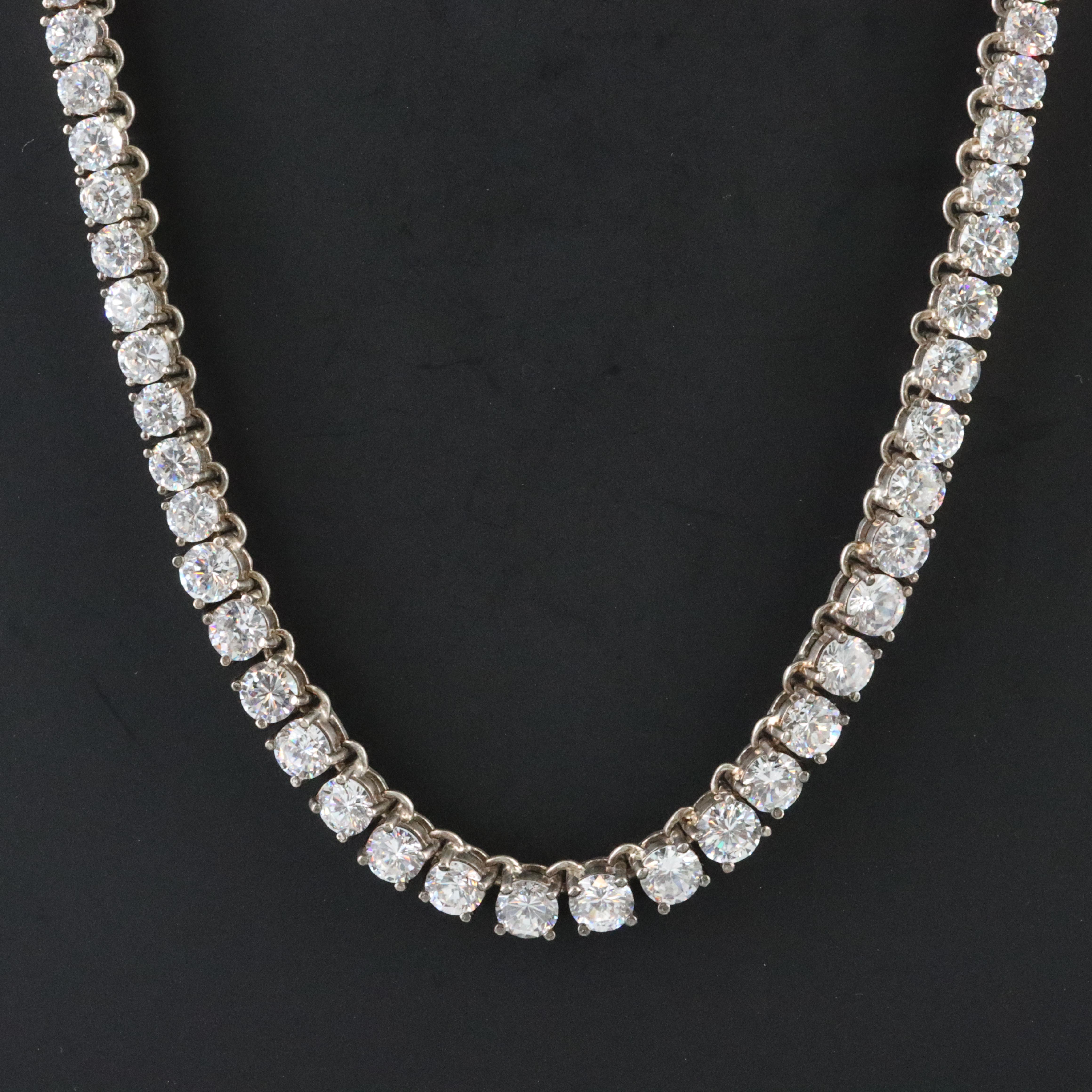 Sterling CZ Graduated Riviera Necklace