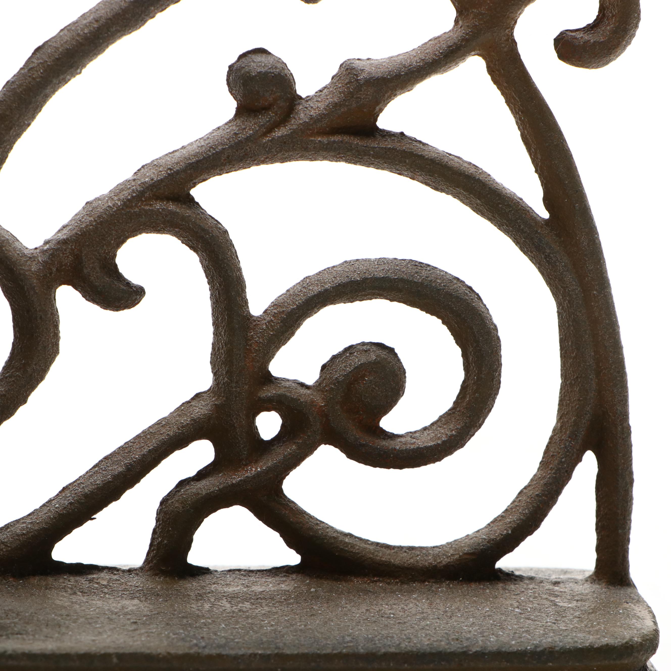 Victorian Style Bronze Clad and Cast Iron Scrollwork Bookends, Pair