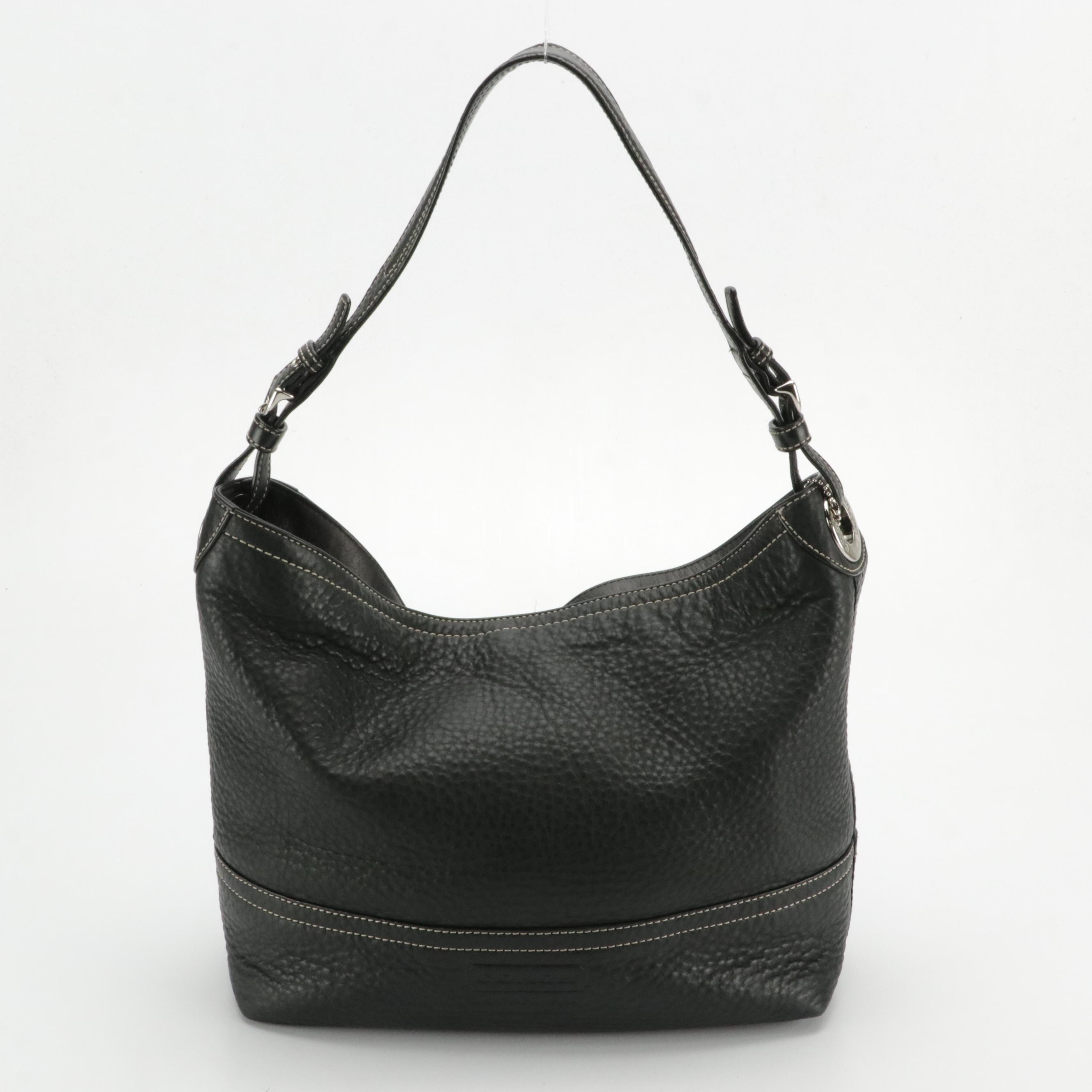 Coach Black Grained Leather Hobo Bag and Zip Wallet, Smooth Slim Crossbody Bag