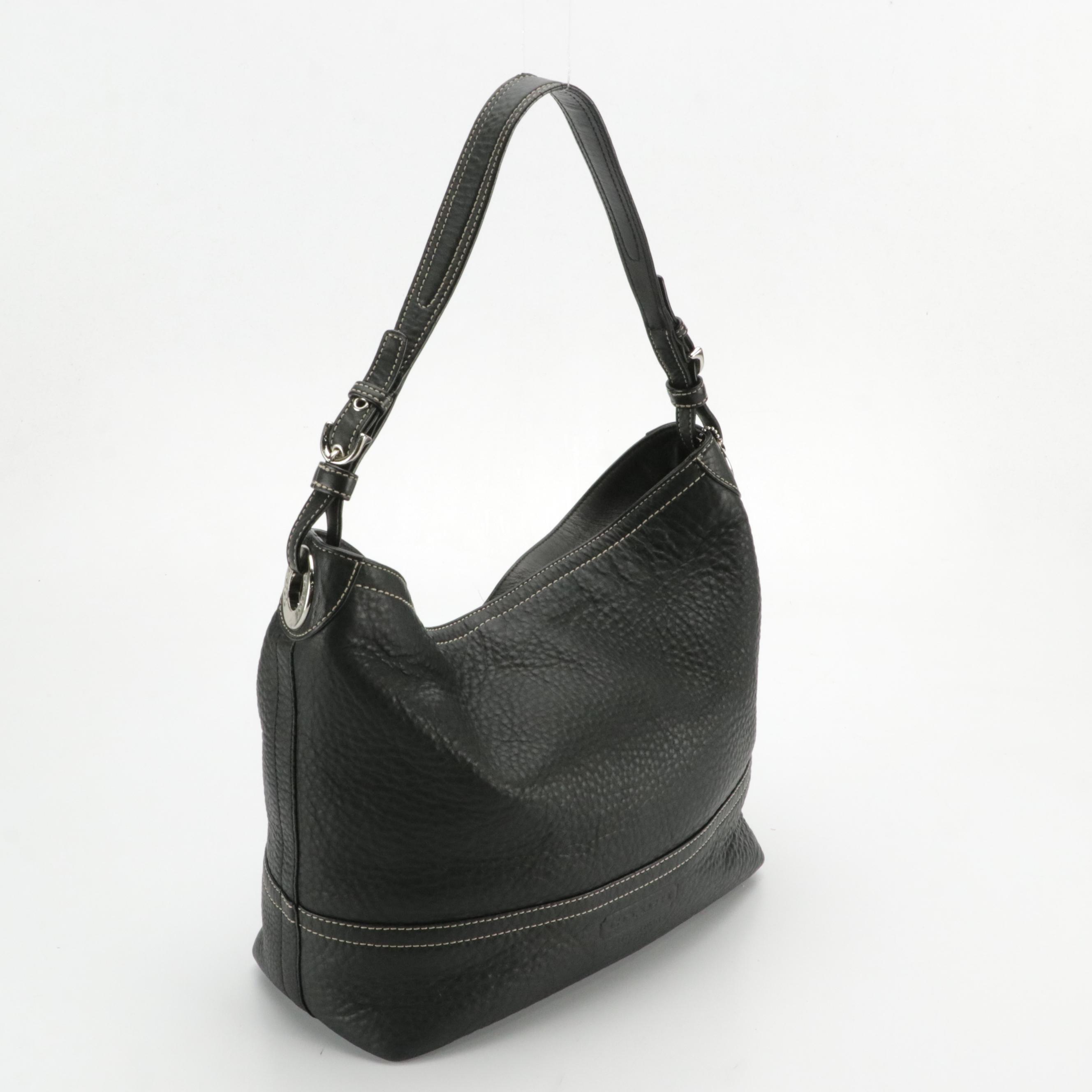 Coach Black Grained Leather Hobo Bag and Zip Wallet, Smooth Slim Crossbody Bag