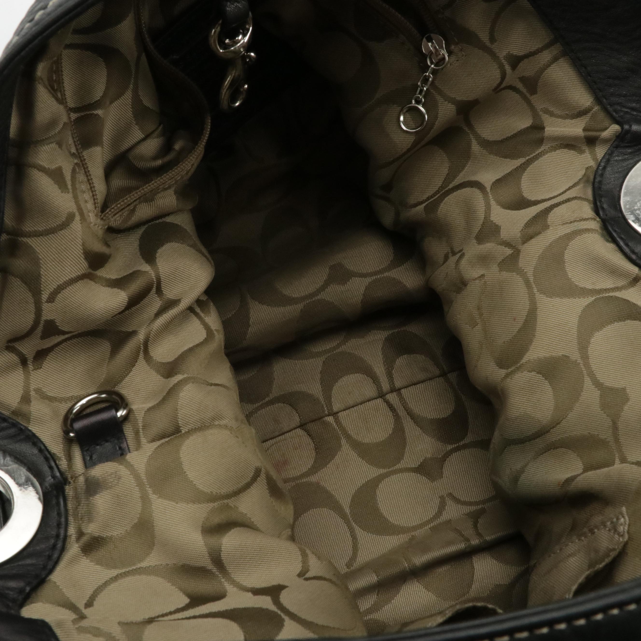 Coach Black Grained Leather Hobo Bag and Zip Wallet, Smooth Slim Crossbody Bag