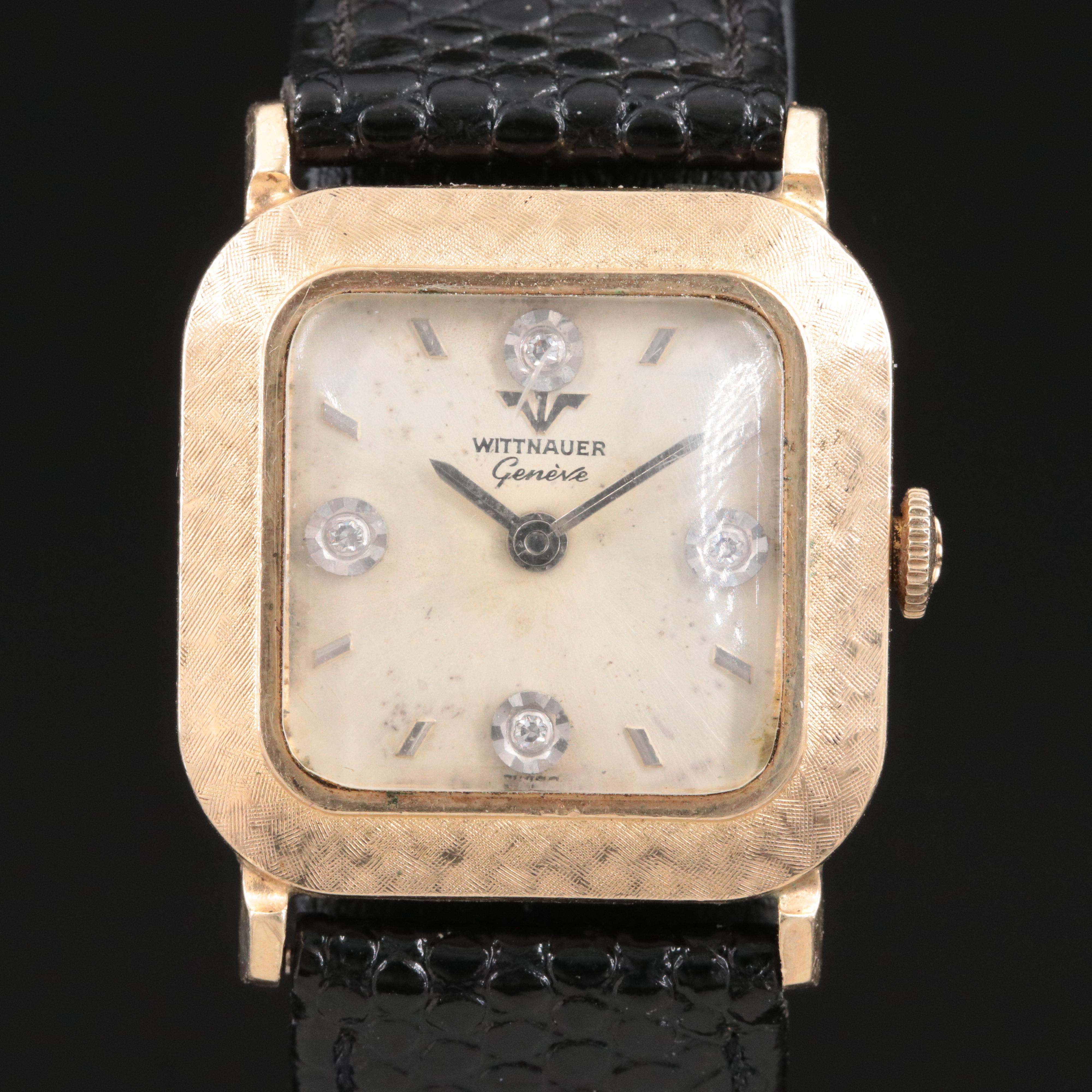 Vintage Wittnauer Diamond Dial Stem Wind Watch