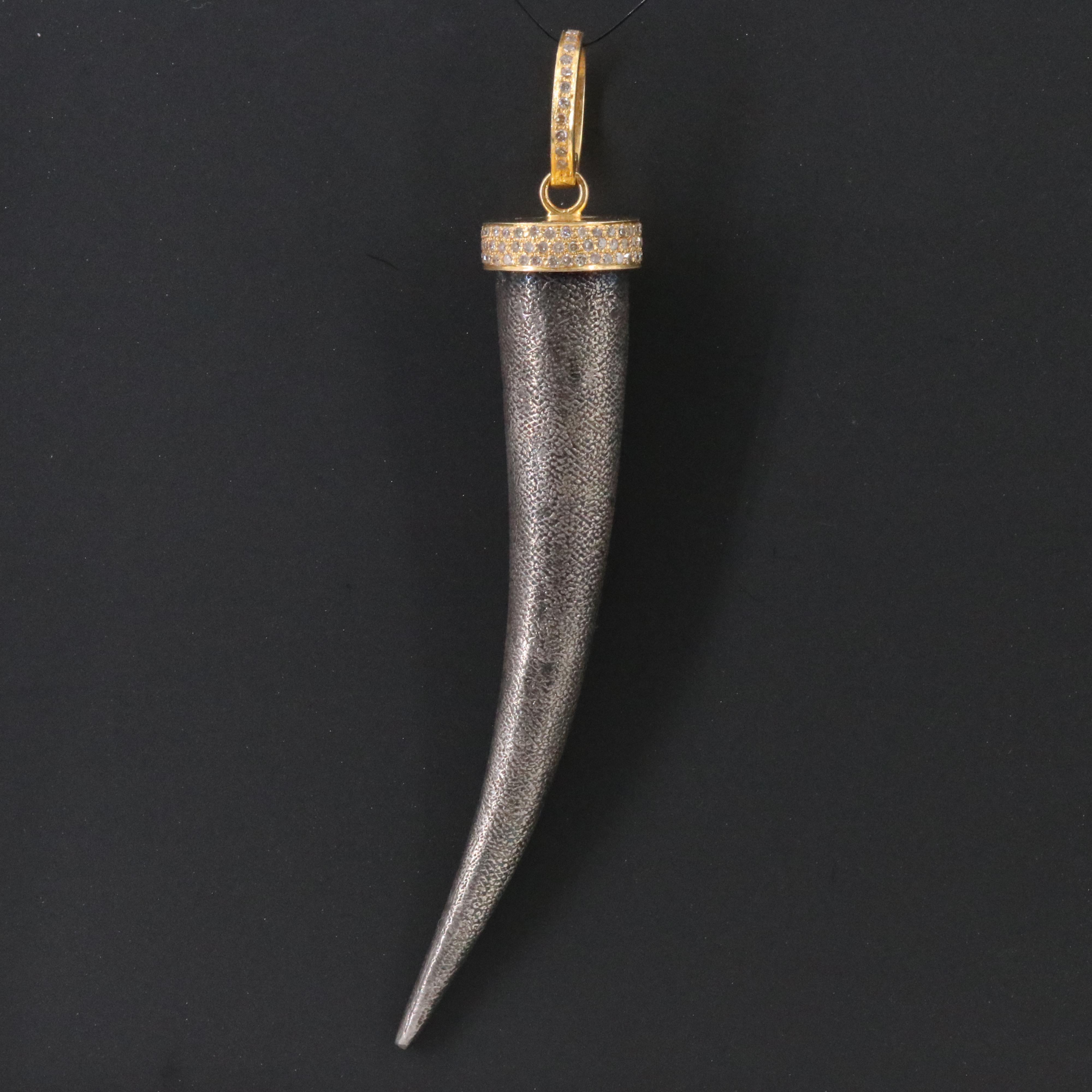Sterling and 14K Diamond Accented Fang Pendant Attributed to Sheryl Lowe