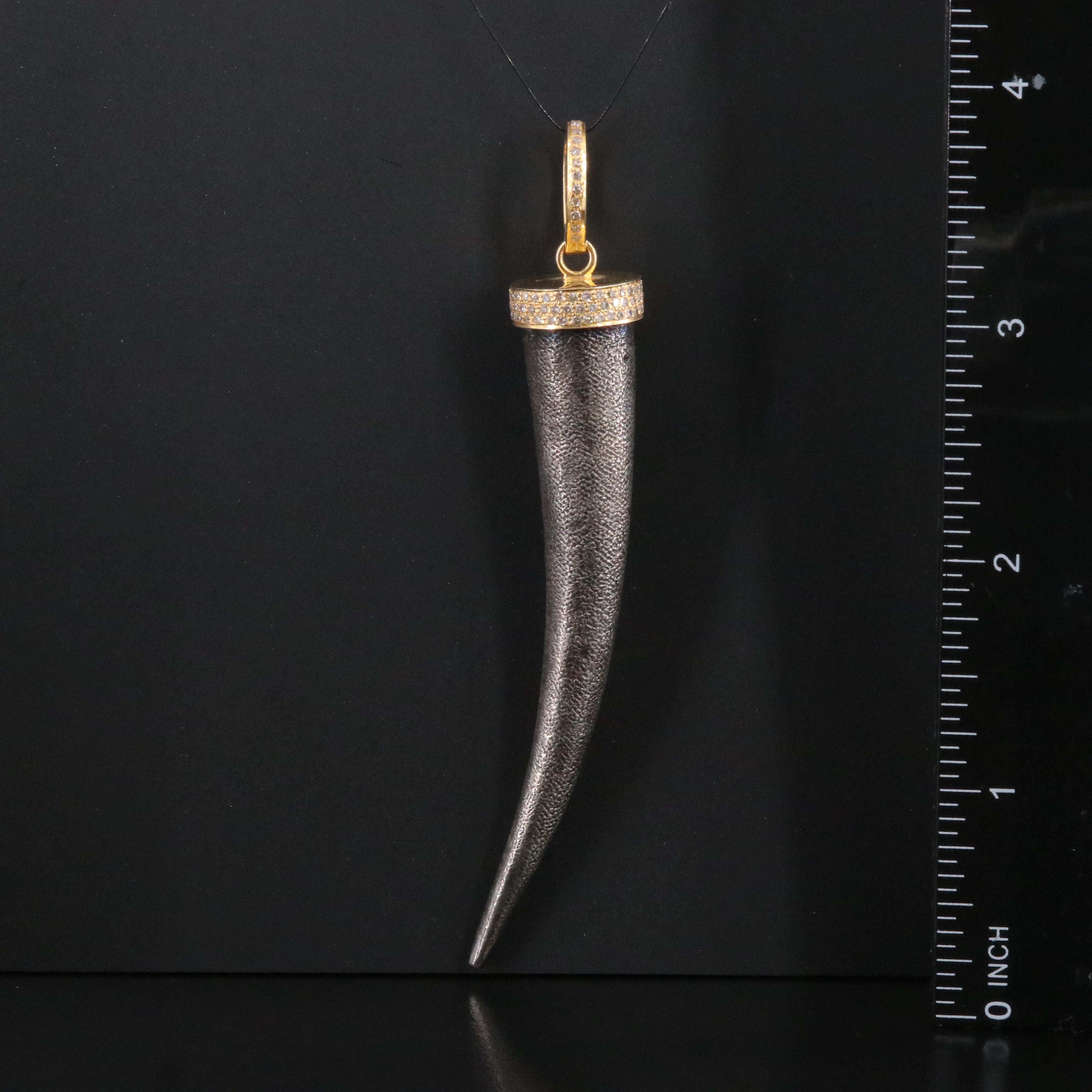 Sterling and 14K Diamond Accented Fang Pendant Attributed to Sheryl Lowe