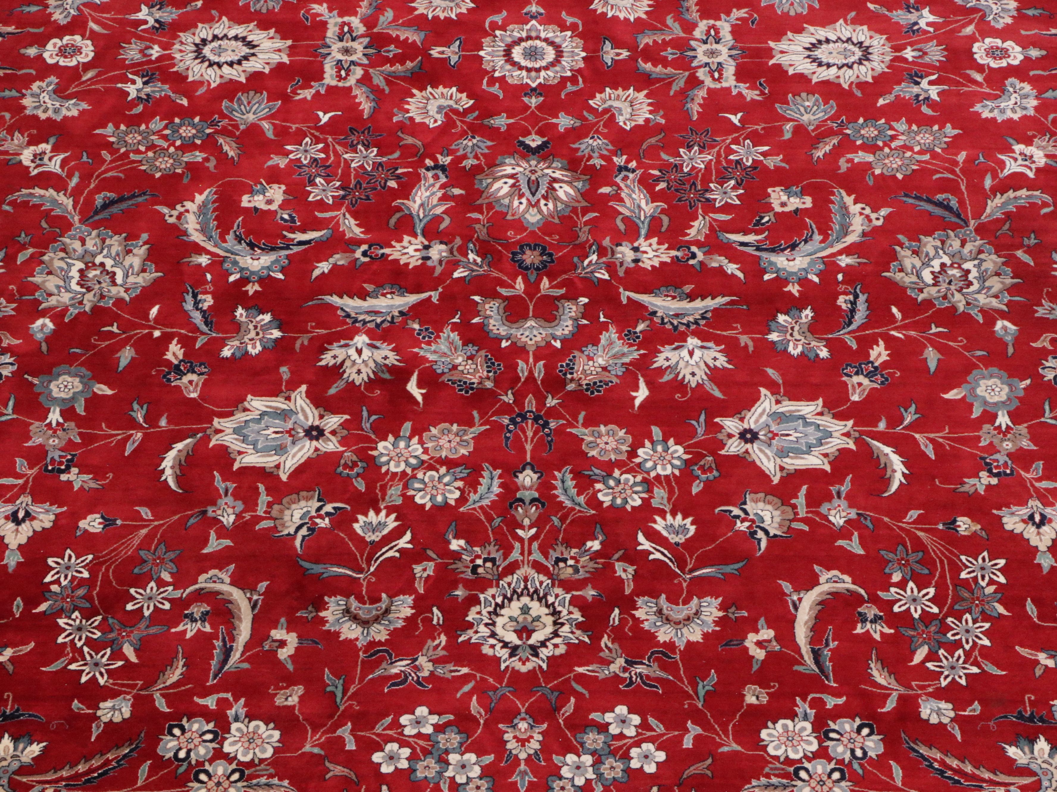 12'2 x 19'2 Hand-Knotted Signed Persian Tabriz Room Sized Rug