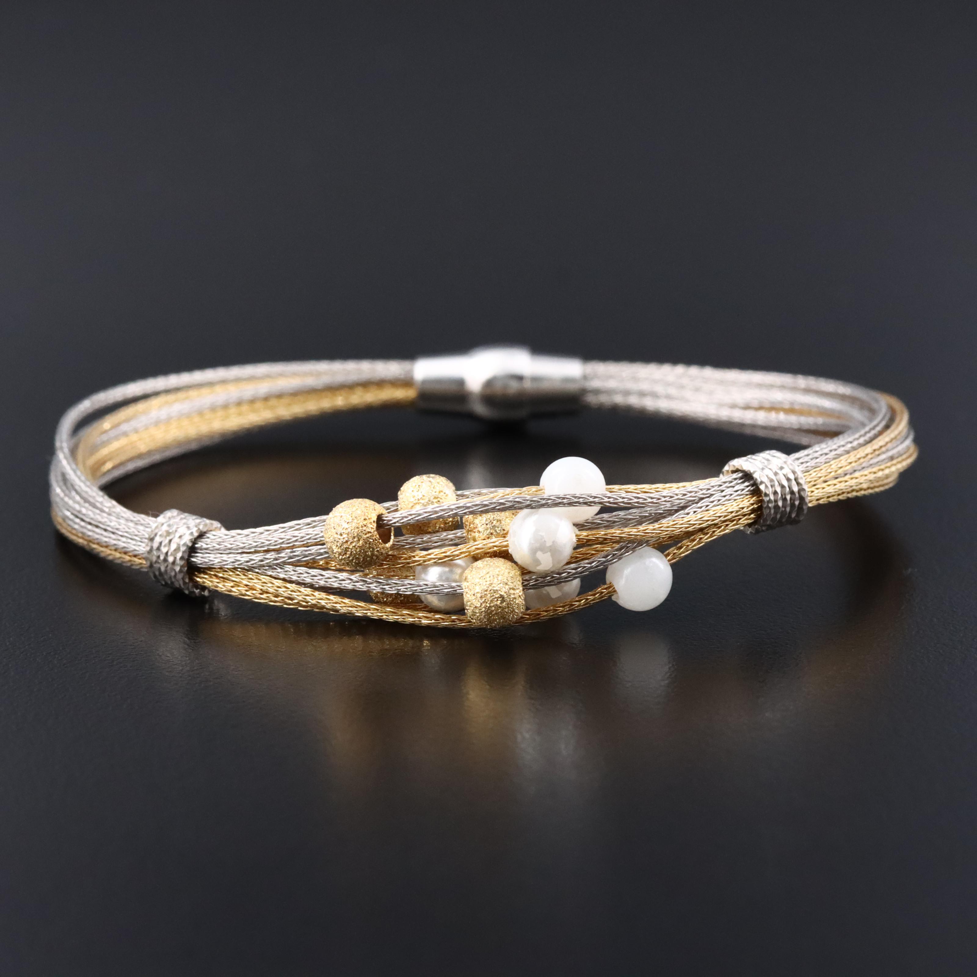 Sterling Faux Pearl Bracelet