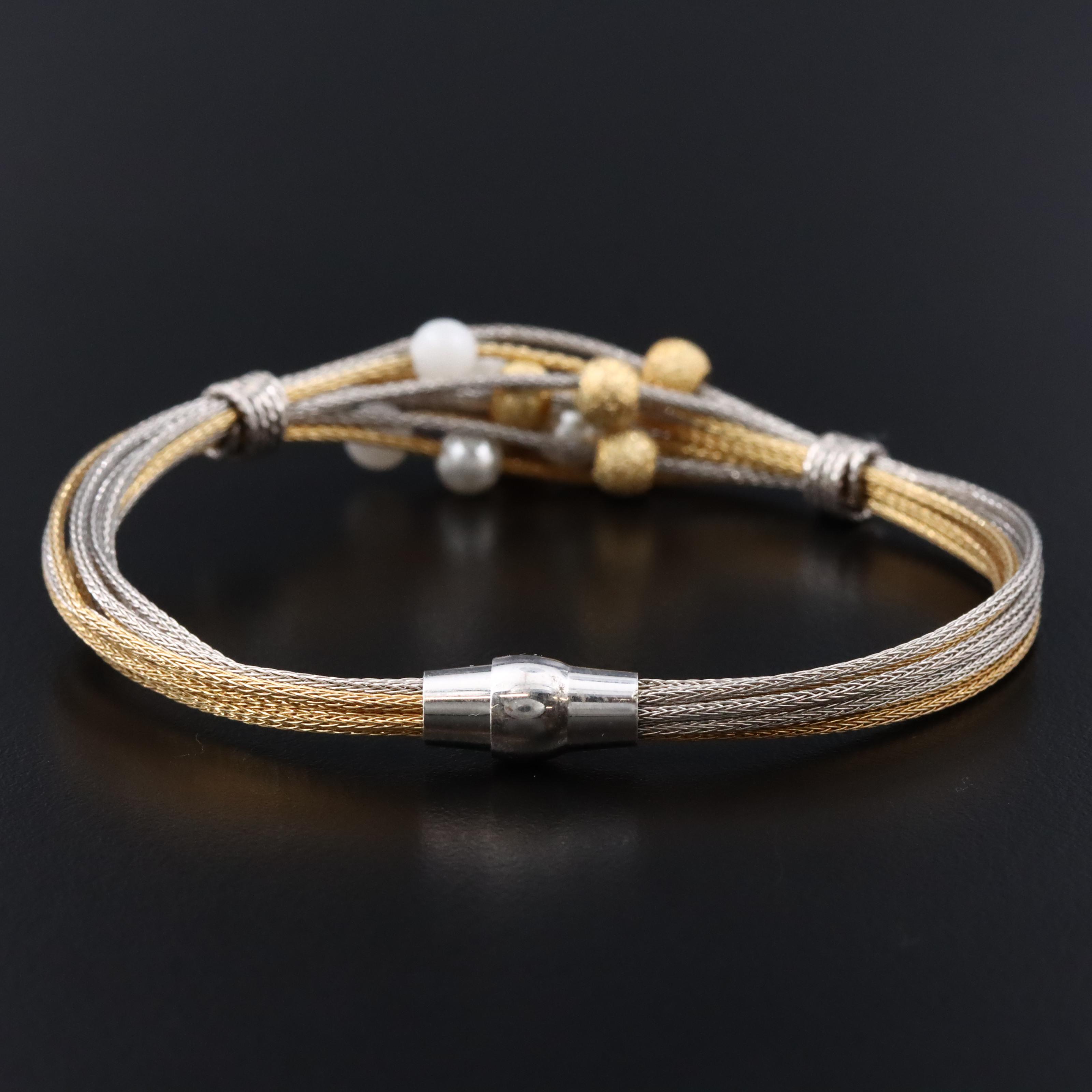 Sterling Faux Pearl Bracelet