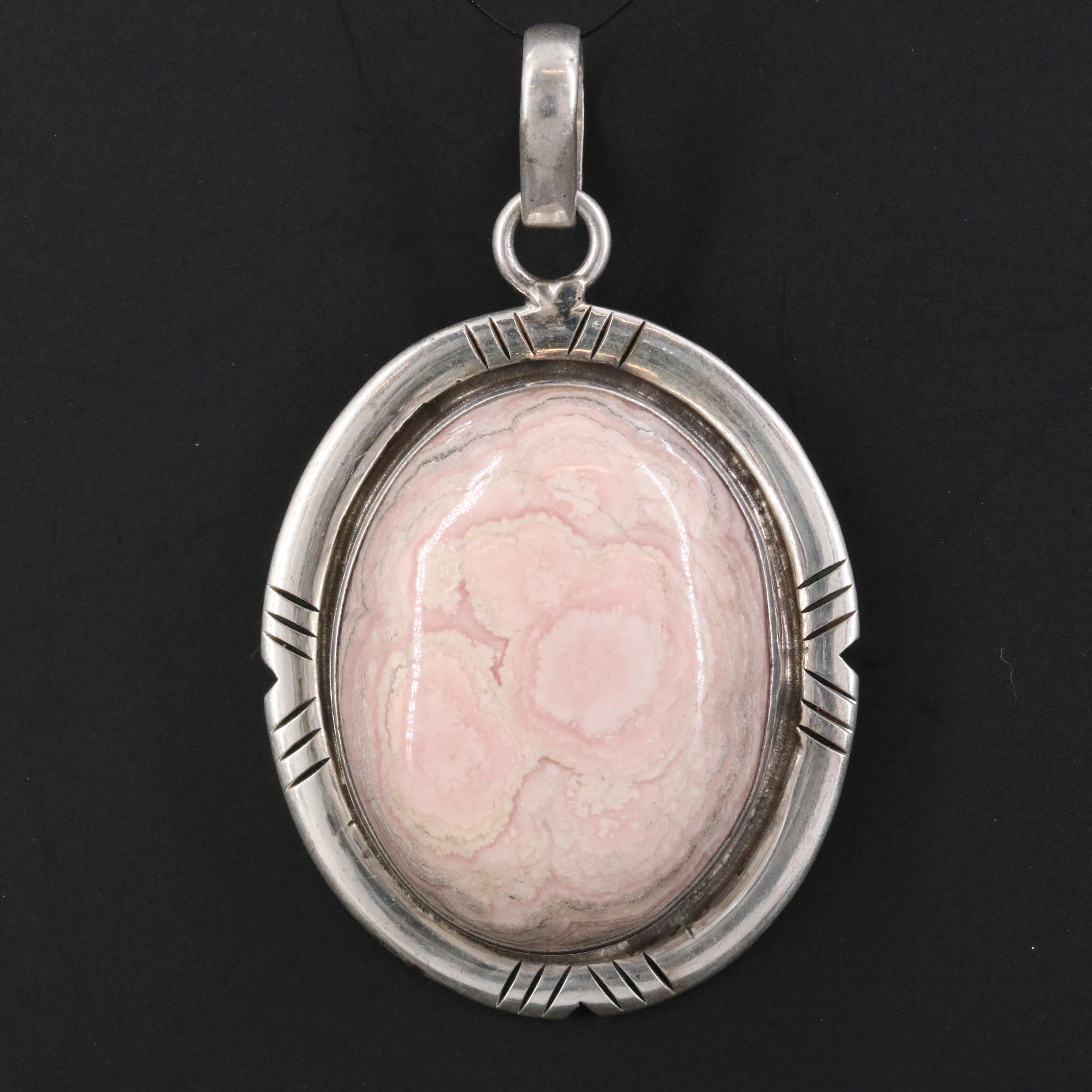 Sterling Rhodochrosite Pendant