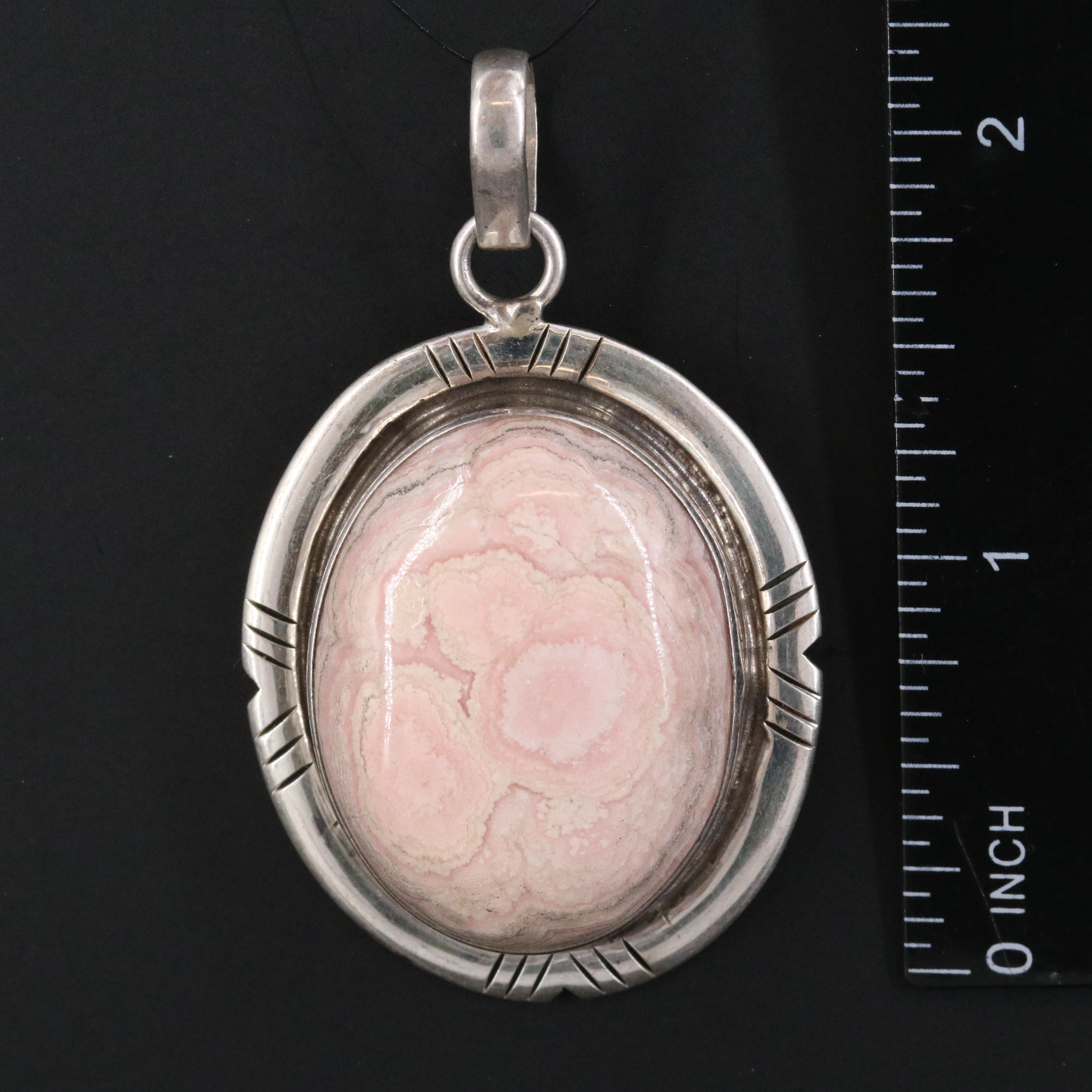 Sterling Rhodochrosite Pendant