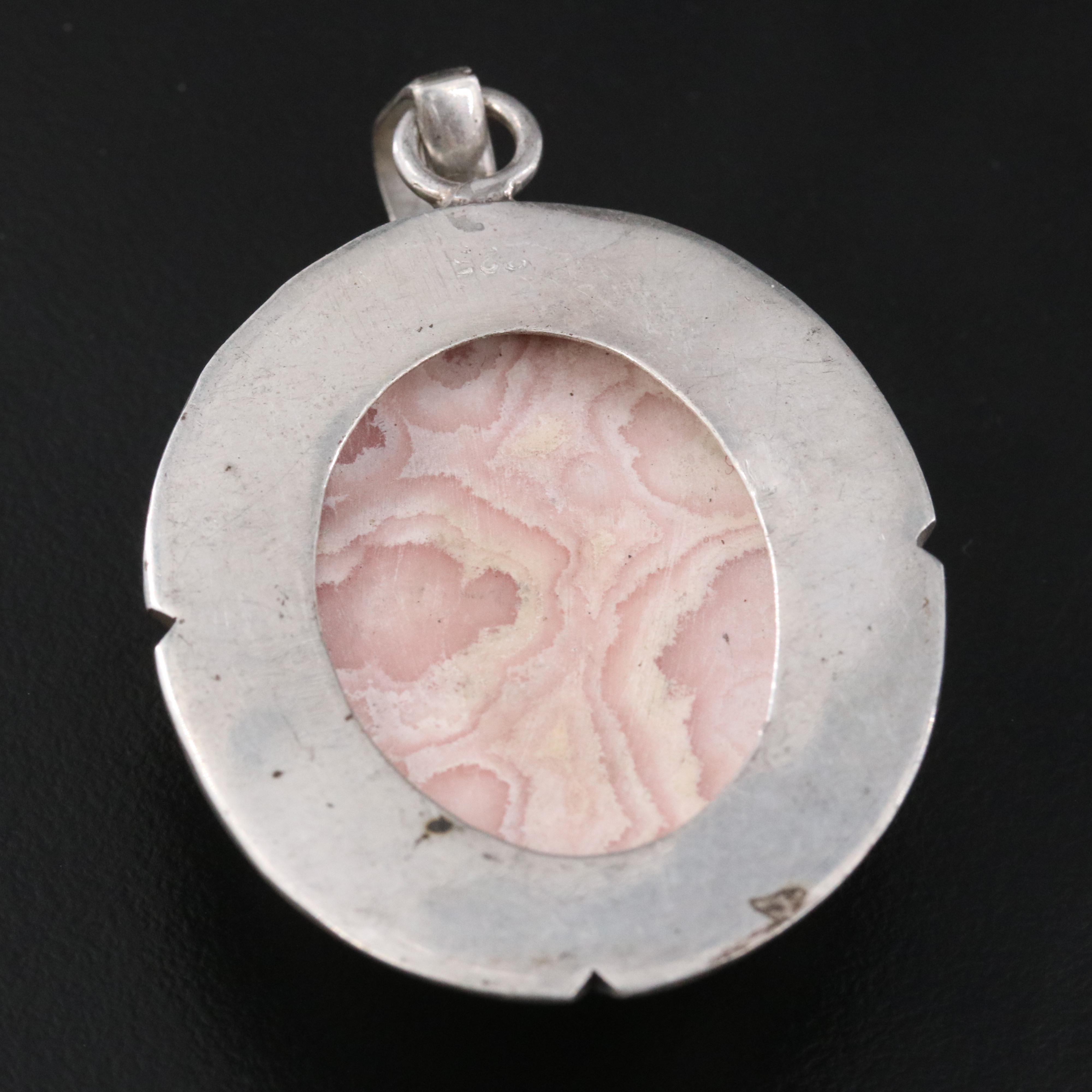 Sterling Rhodochrosite Pendant