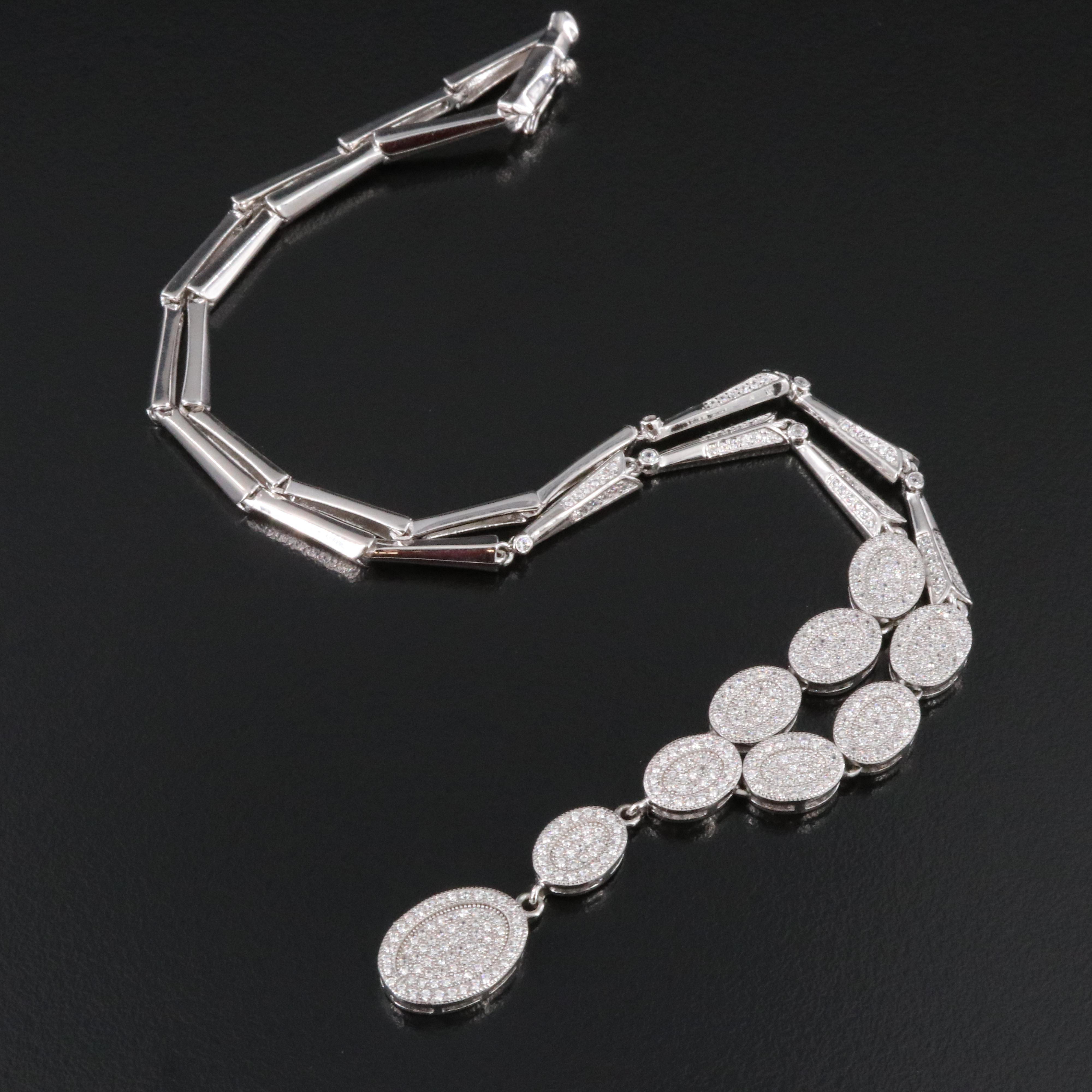 Sterling Pavé CZ Disk Necklace