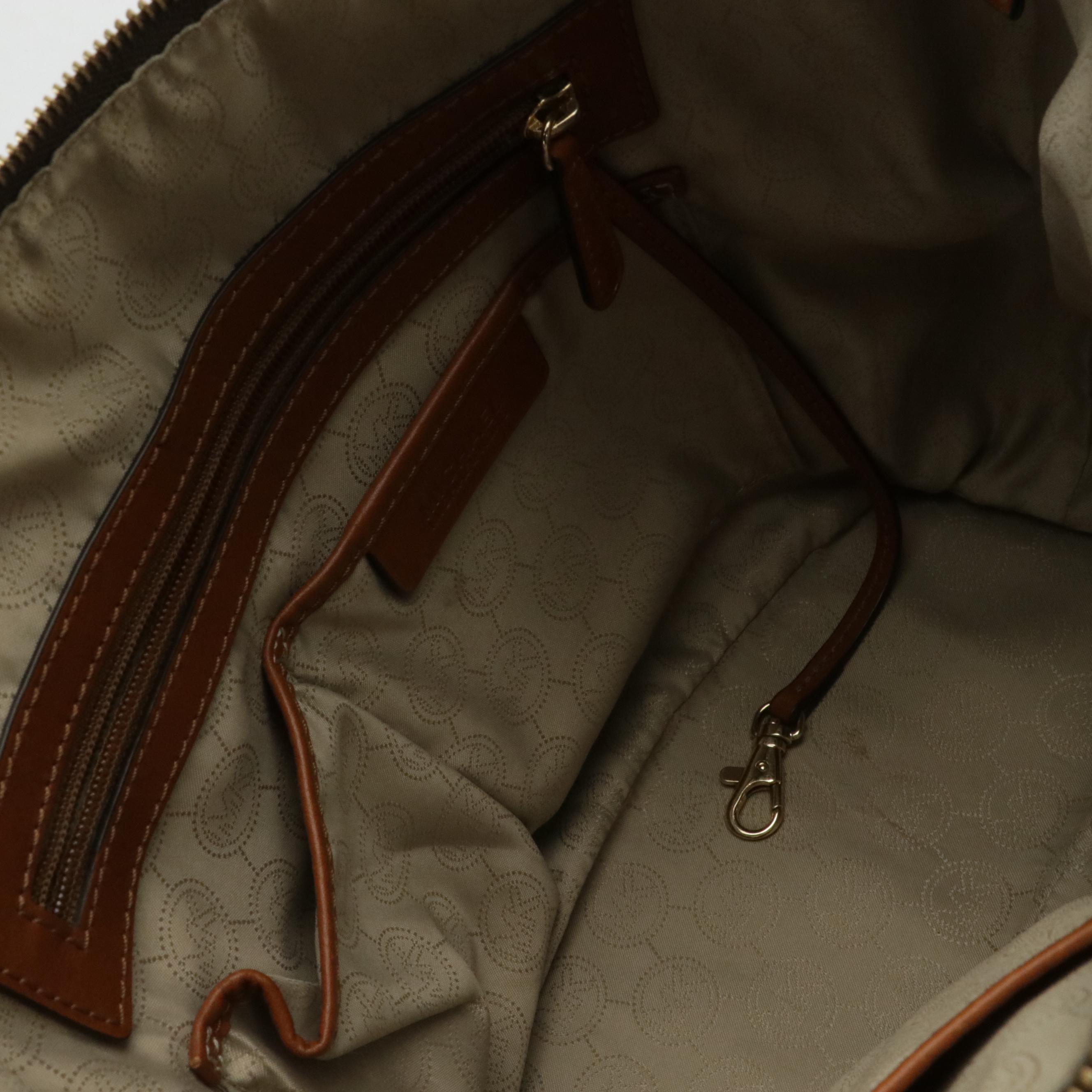 Michael Kors Signature Canvas Tote Bag and Black Leather Two-Way Chain Strap Bag