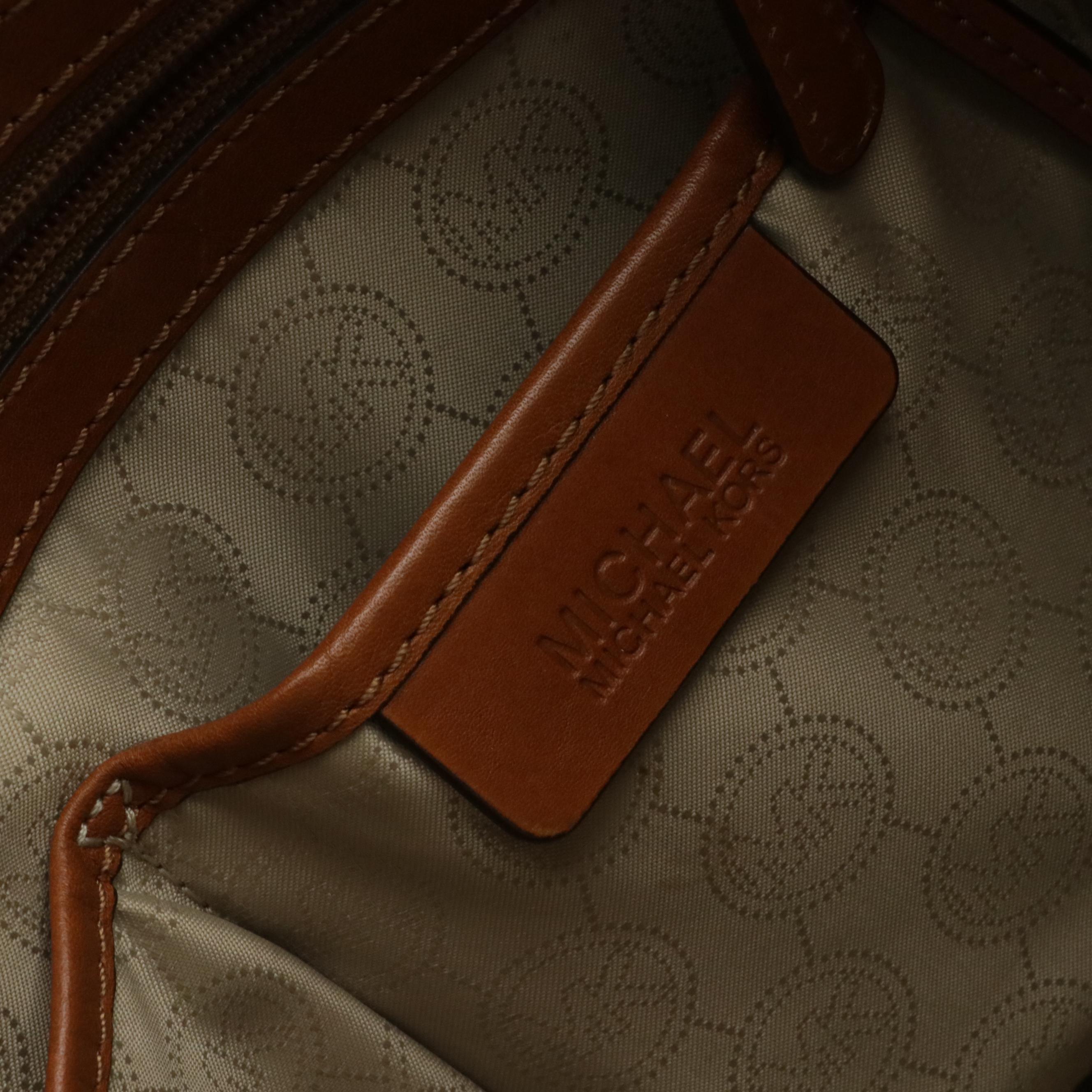 Michael Kors Signature Canvas Tote Bag and Black Leather Two-Way Chain Strap Bag