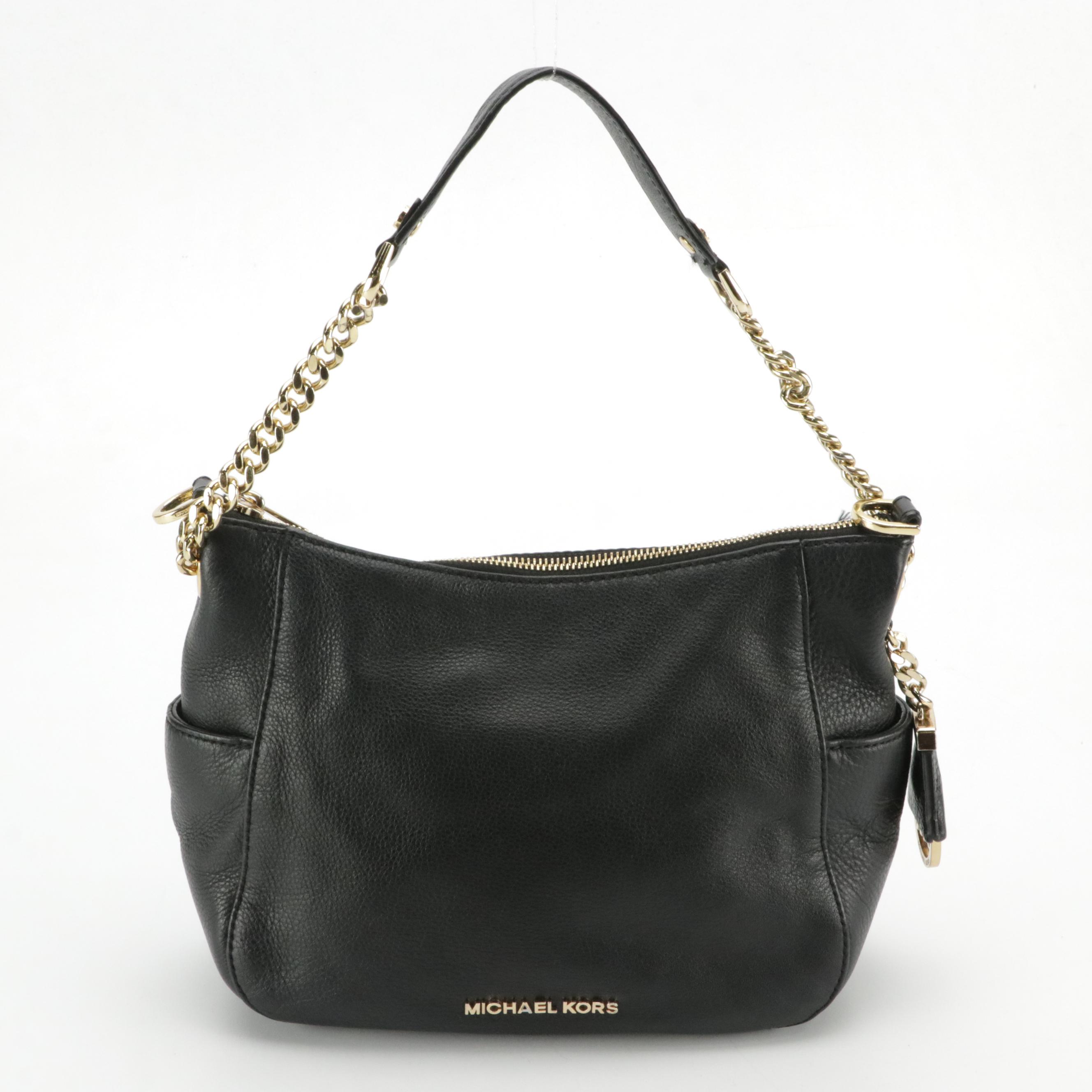 Michael Kors Signature Canvas Tote Bag and Black Leather Two-Way Chain Strap Bag