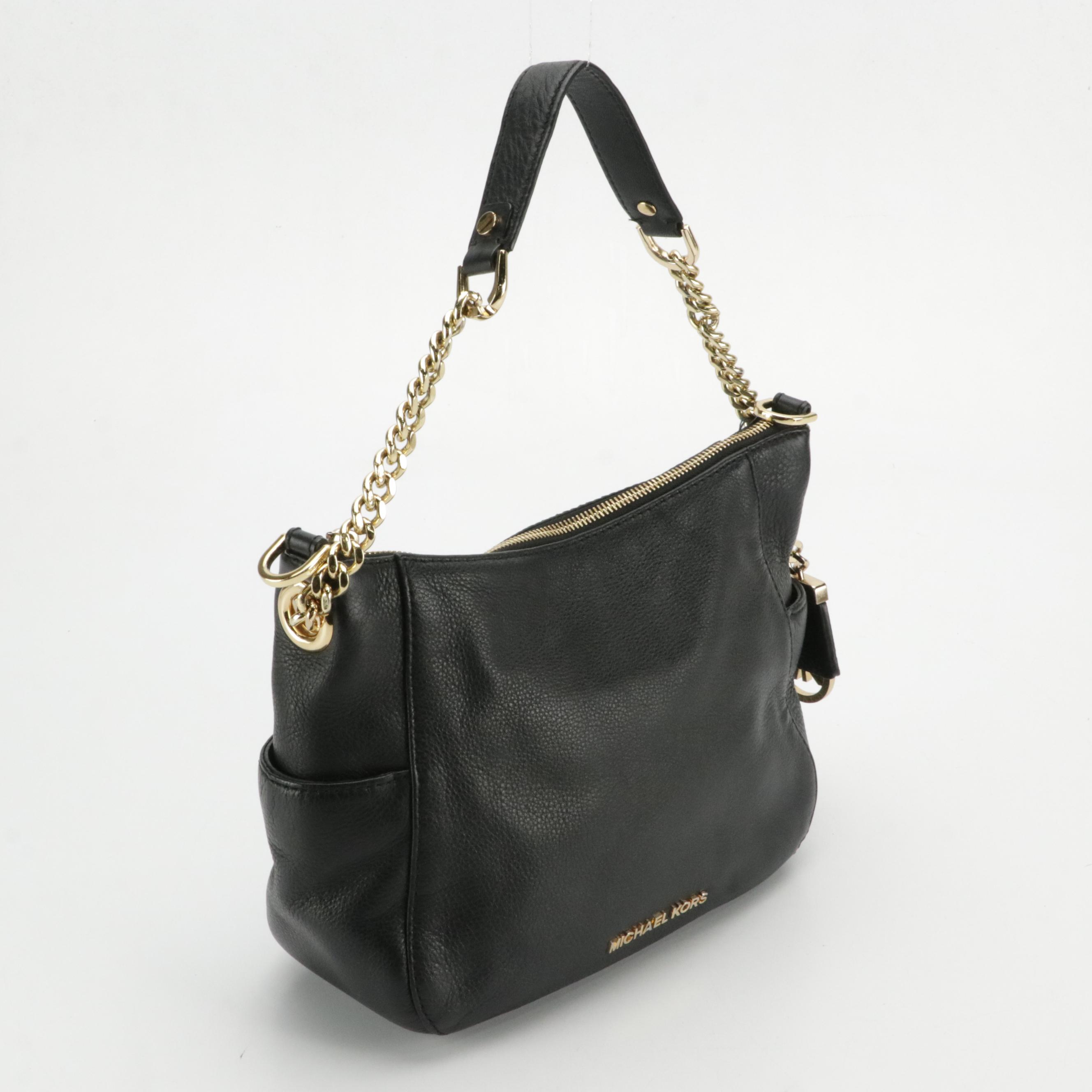 Michael Kors Signature Canvas Tote Bag and Black Leather Two-Way Chain Strap Bag