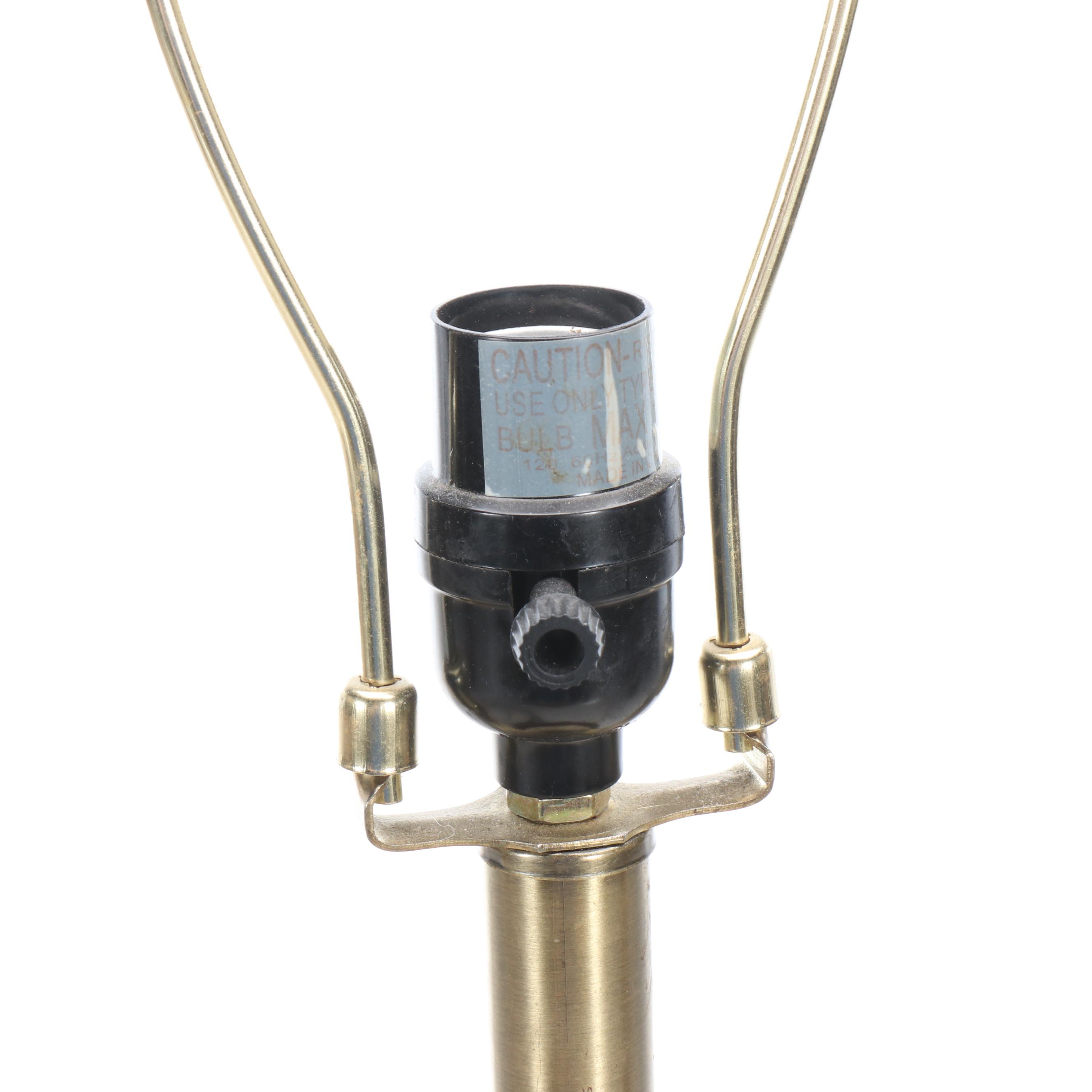 Geometric Stacked Wood and Metal Table Lamps with Glitter Shades