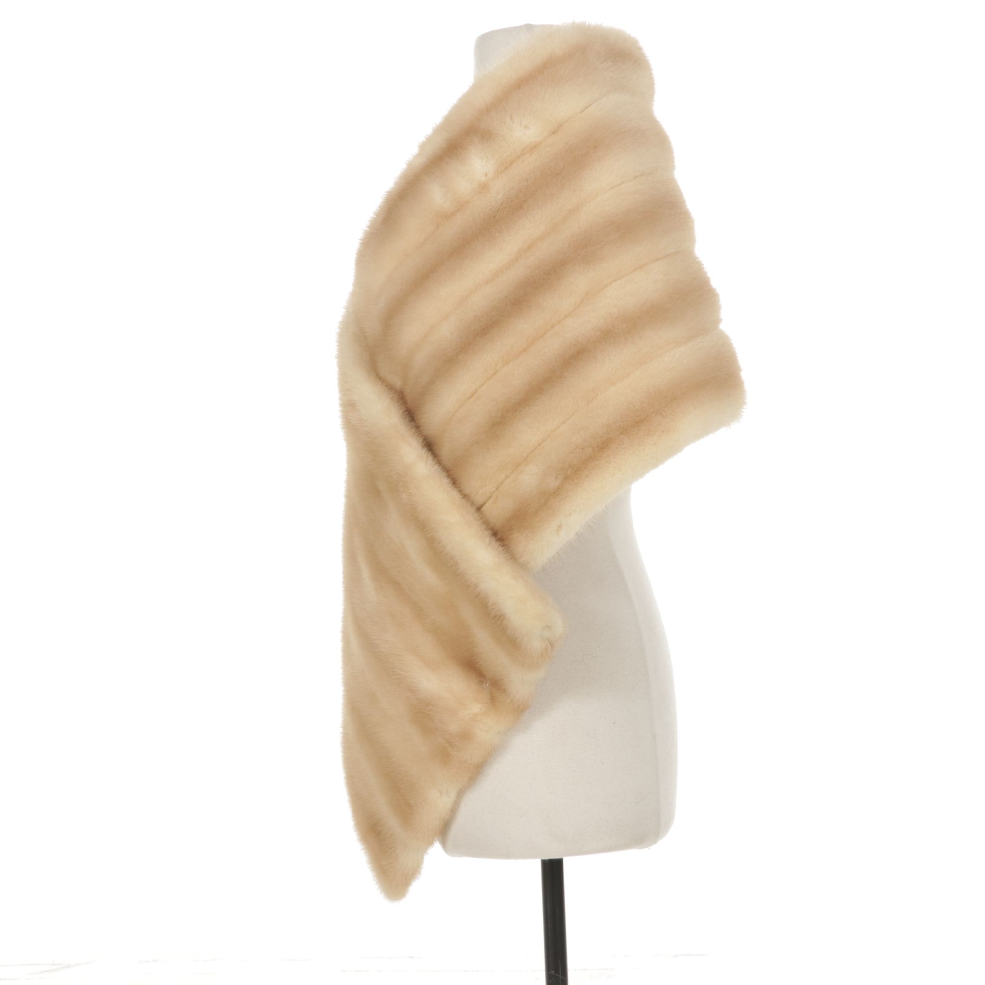Blonde Mink Fur Straight Wrap Stole