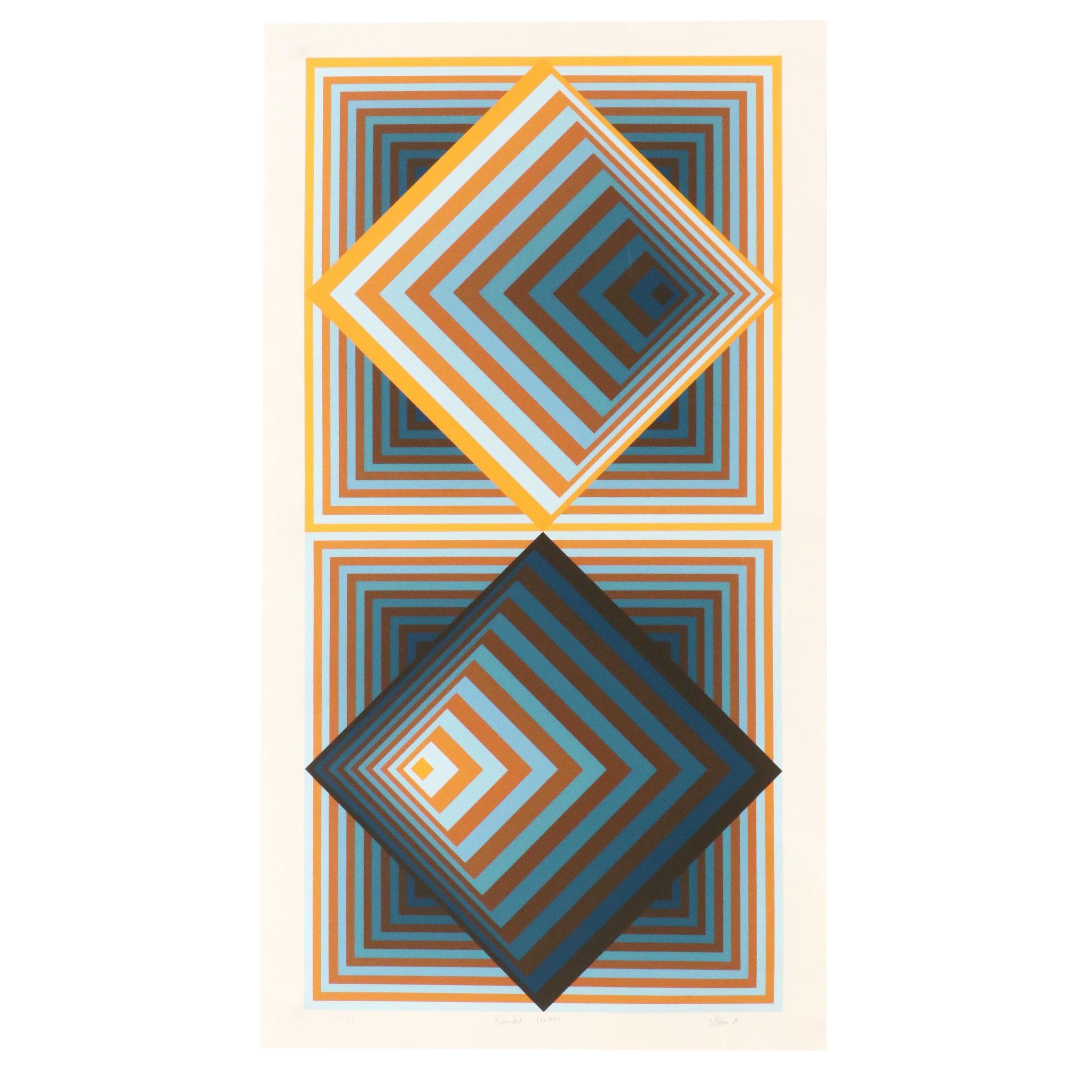 Jürgen Peters Op Art Serigraph "Pyramidal Contrast," 1981