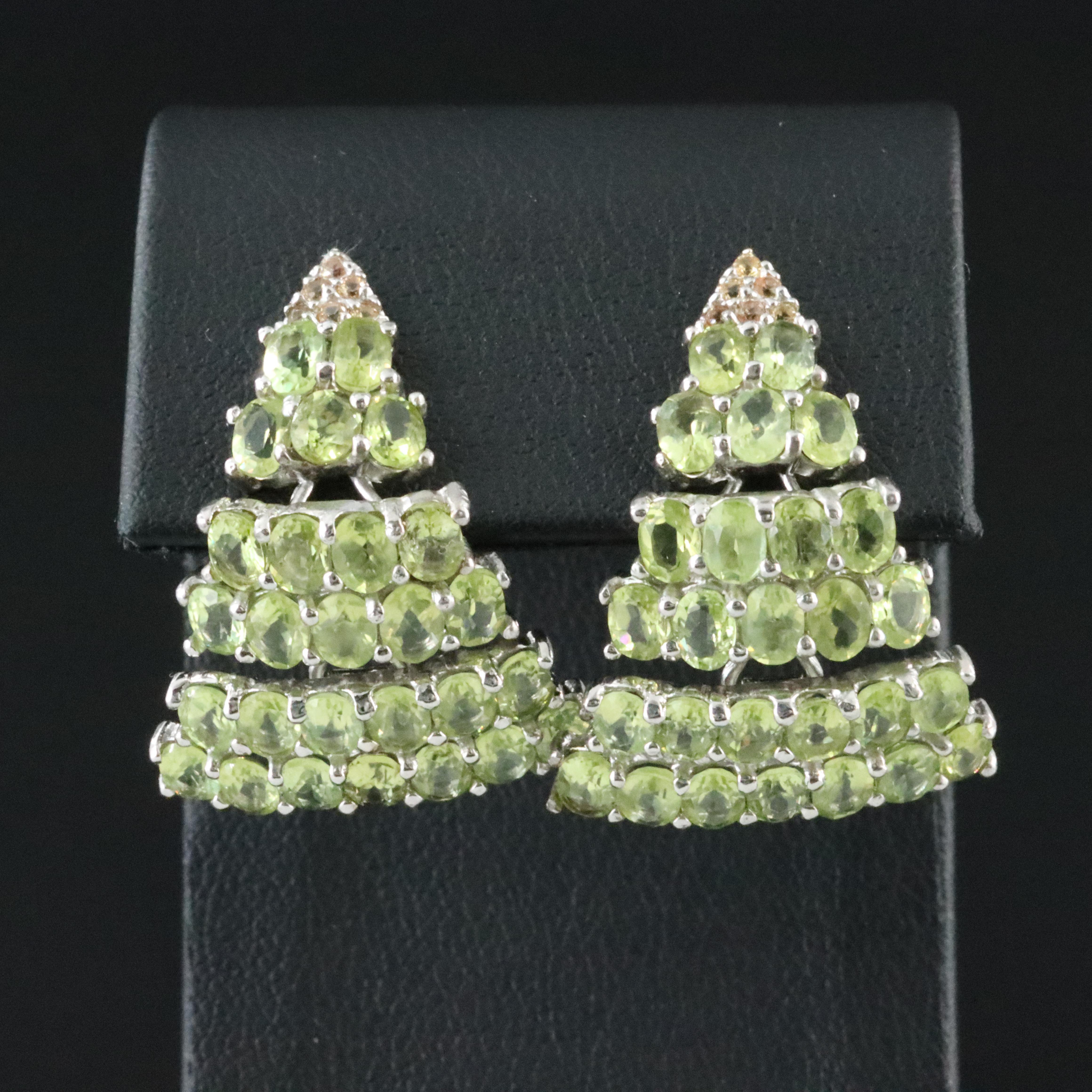 Sterling Peridot and Yellow Sapphire Earrings
