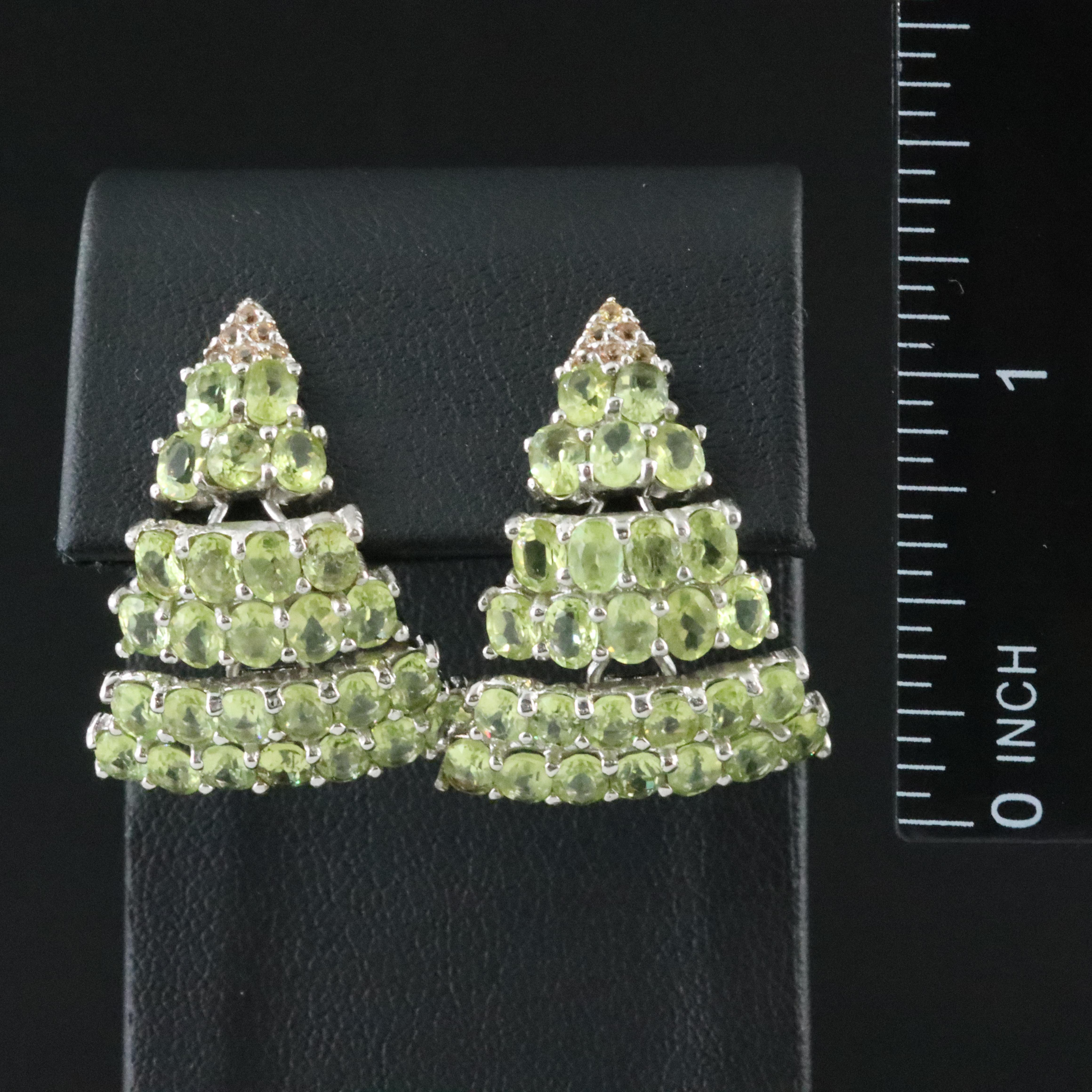 Sterling Peridot and Yellow Sapphire Earrings