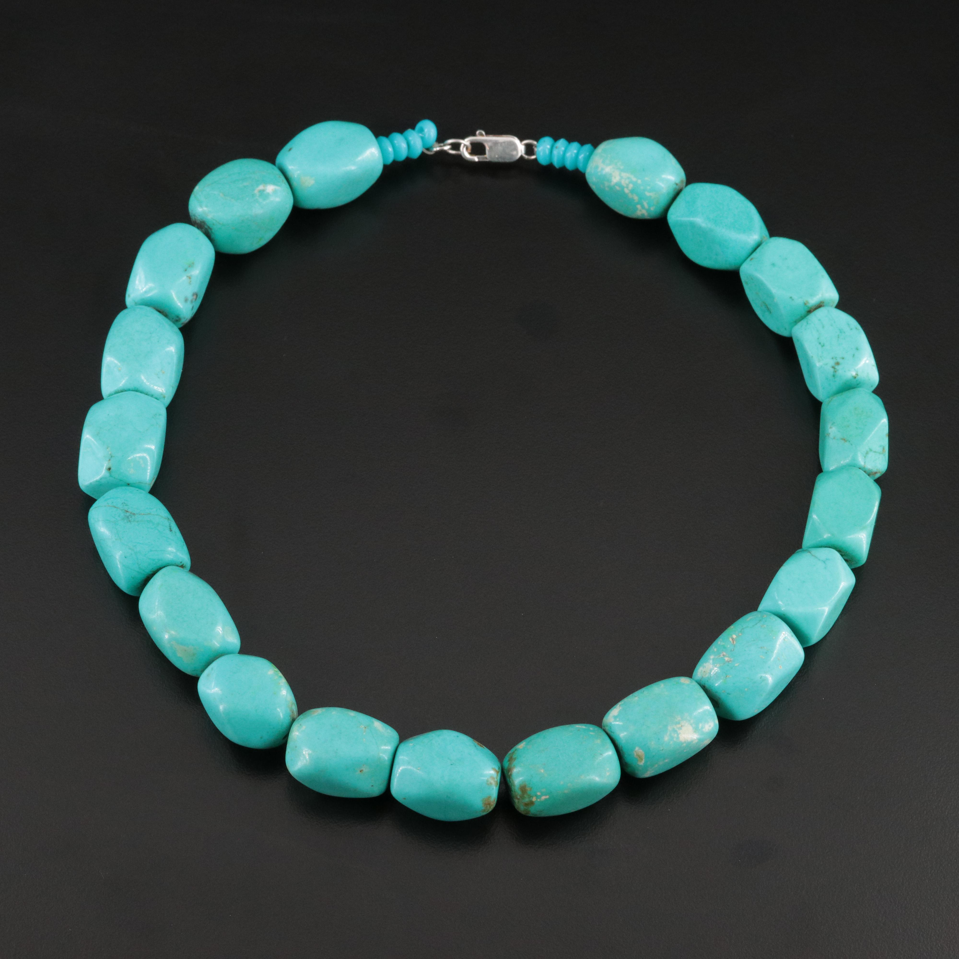 Magnesite Bead Necklace with Sterling Clasp