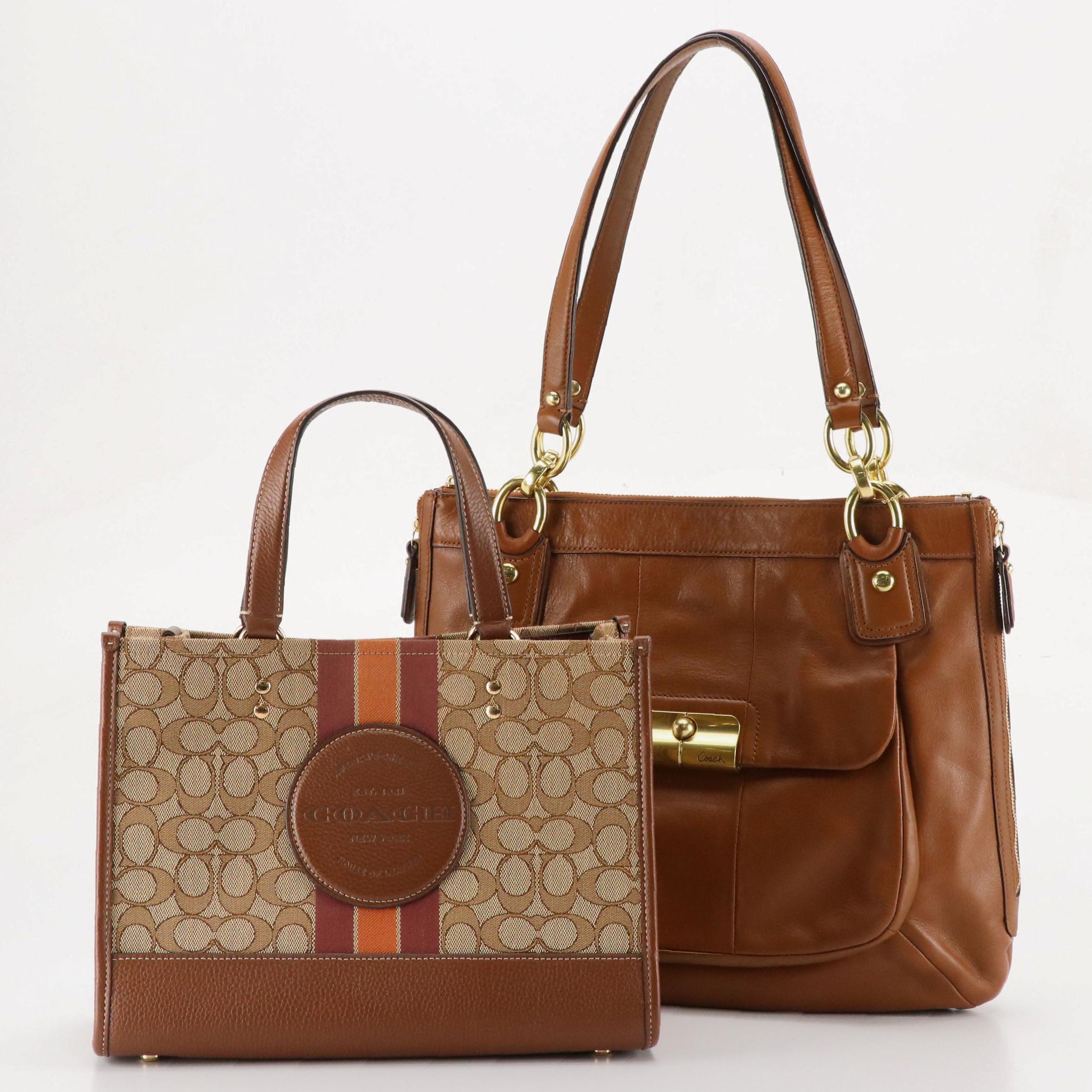 Coach Dempsey Two-Way Carryall Bag, Brown Leather Kristin Shoulder Bag