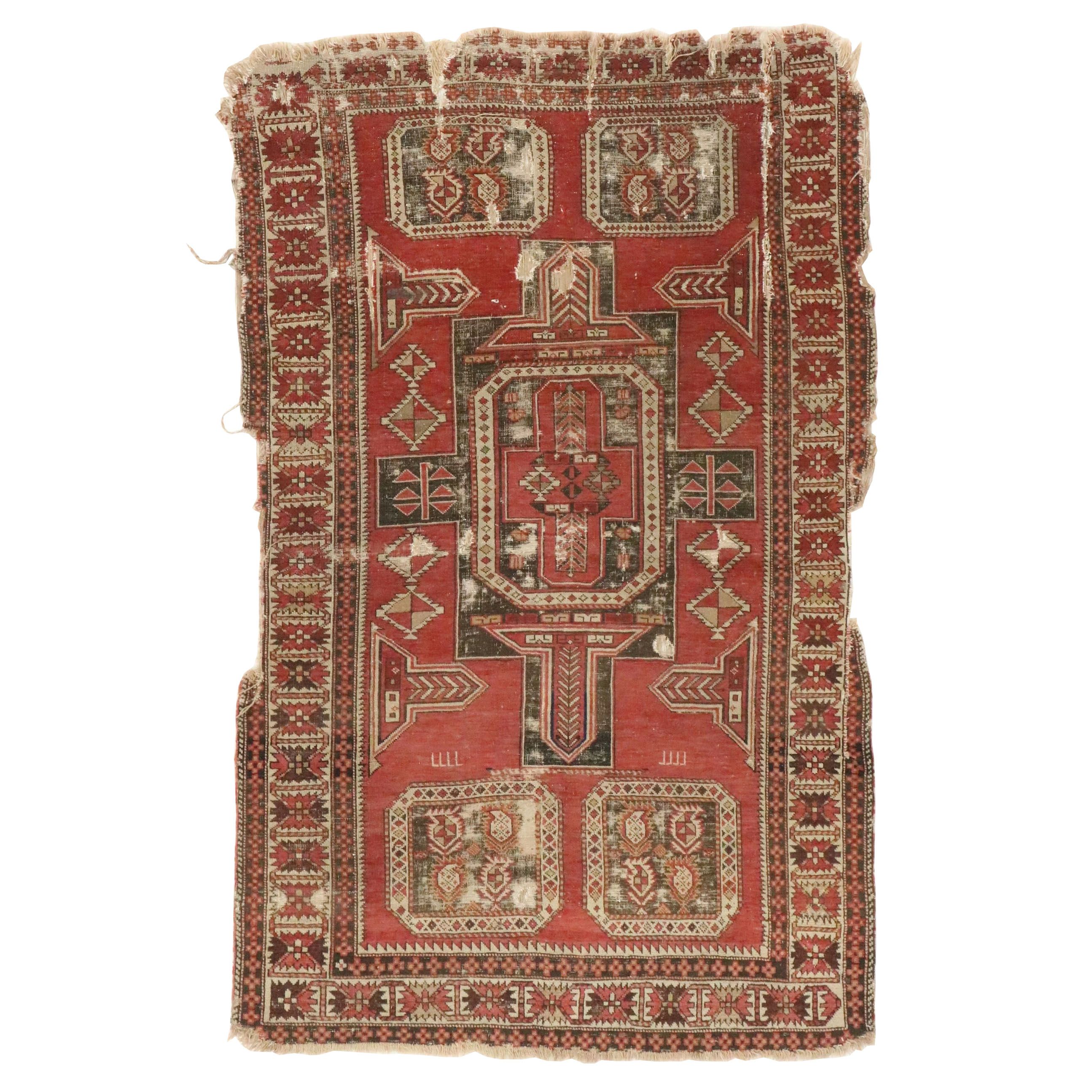 3'7 x 5'11 Hand-Knotted Persian Village Area Rug, Antique
