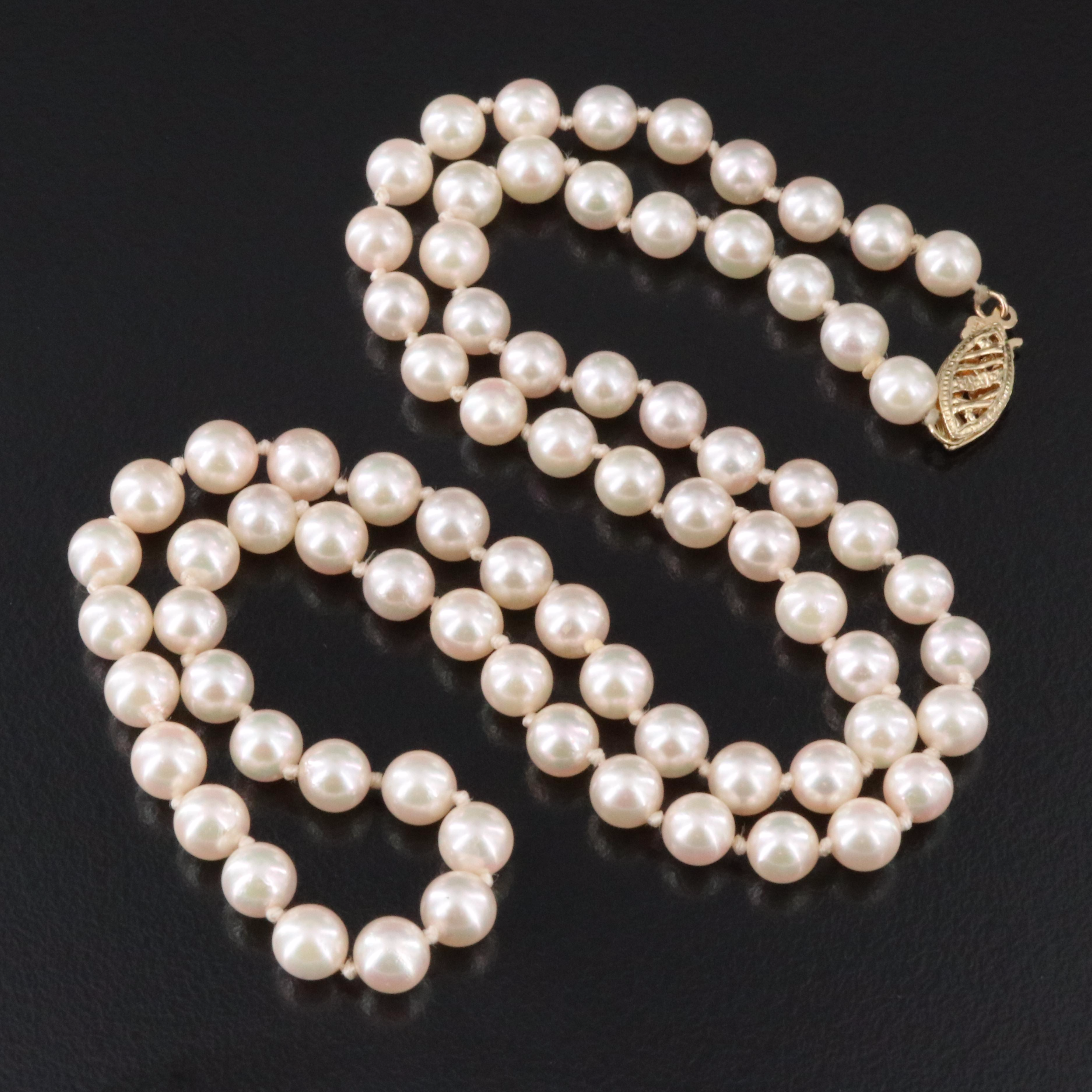 Pearl Necklace with 14K Clasp