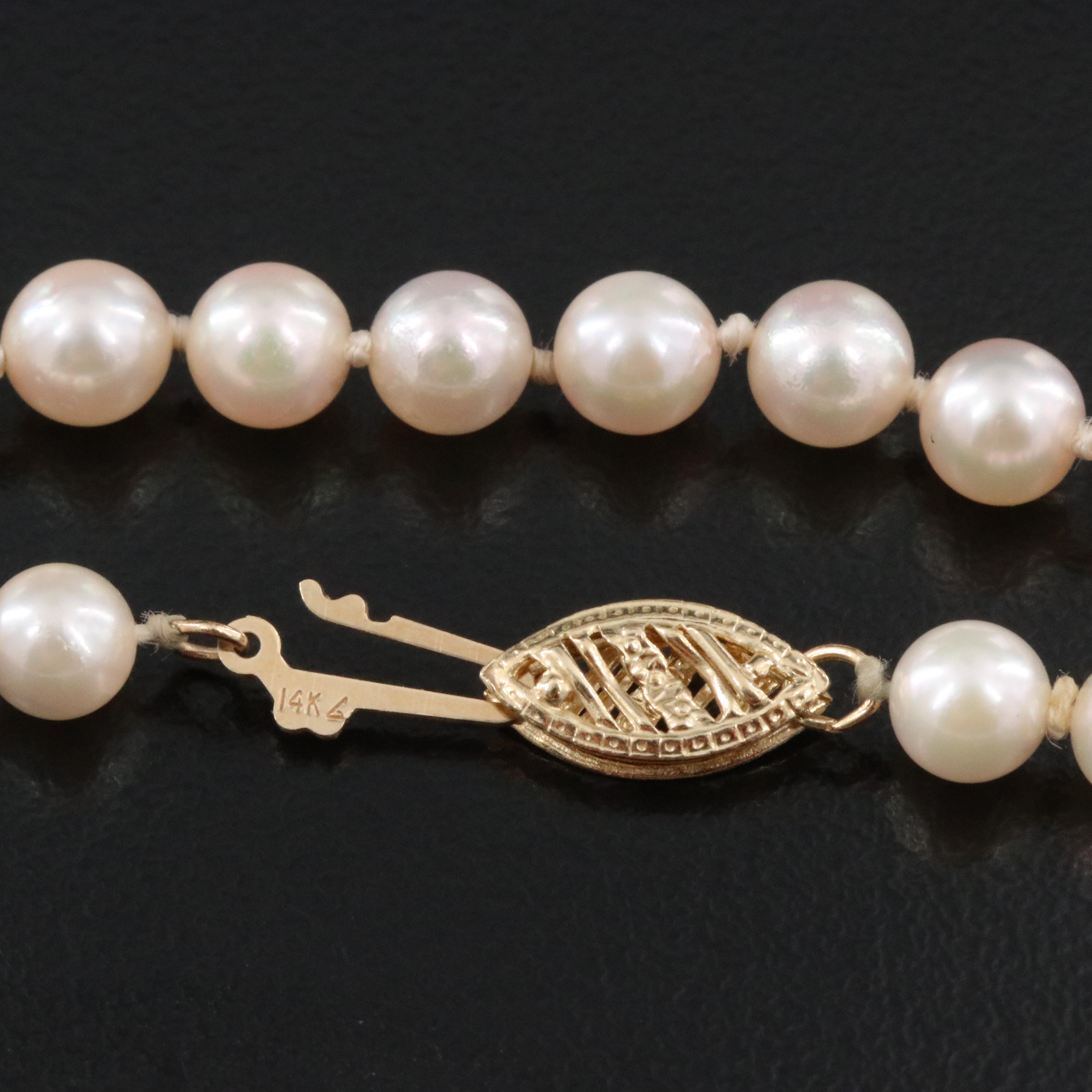 Pearl Necklace with 14K Clasp