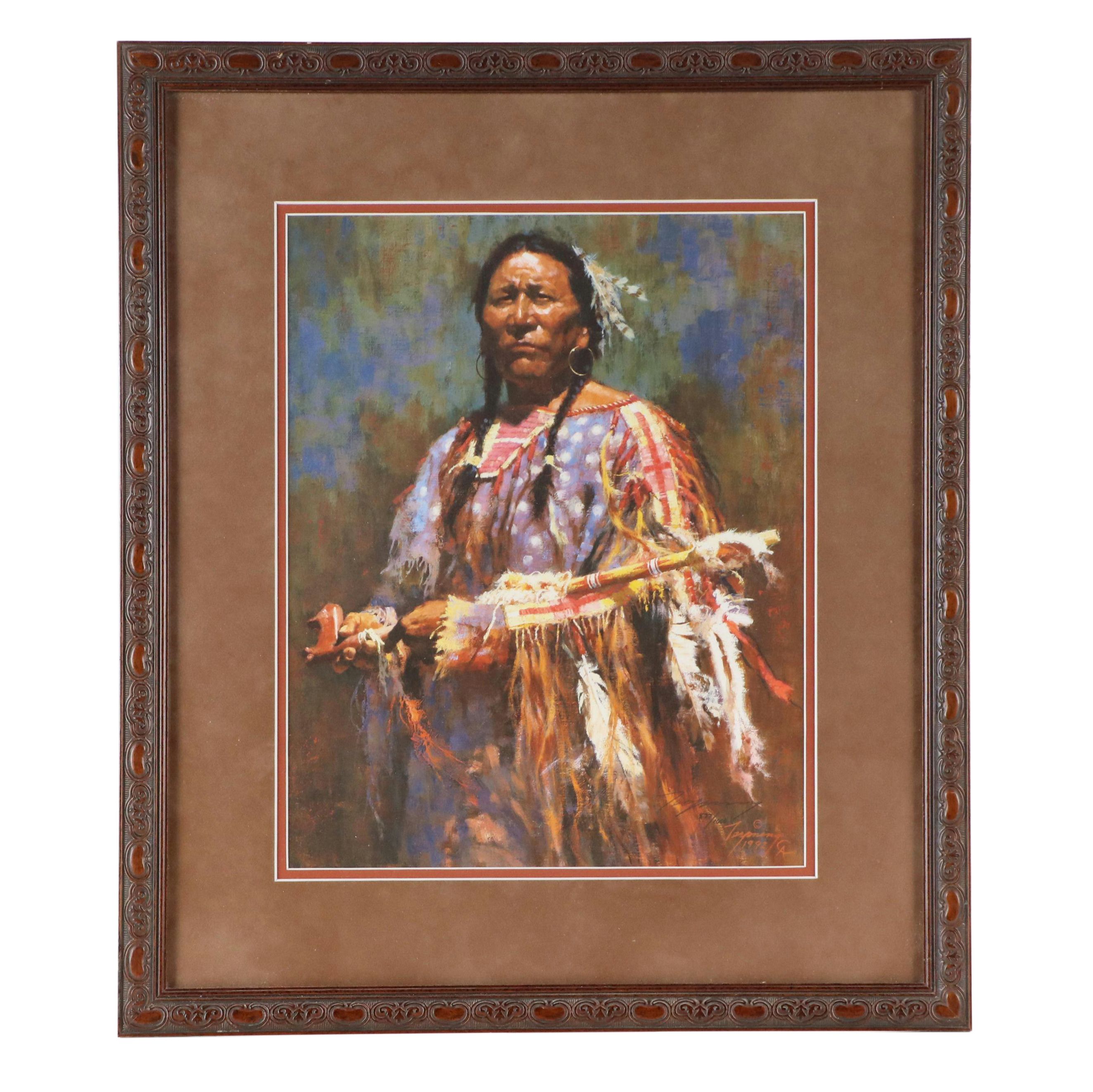 Howard Terpning Offset Lithograph "Medicine Pipe," 1994