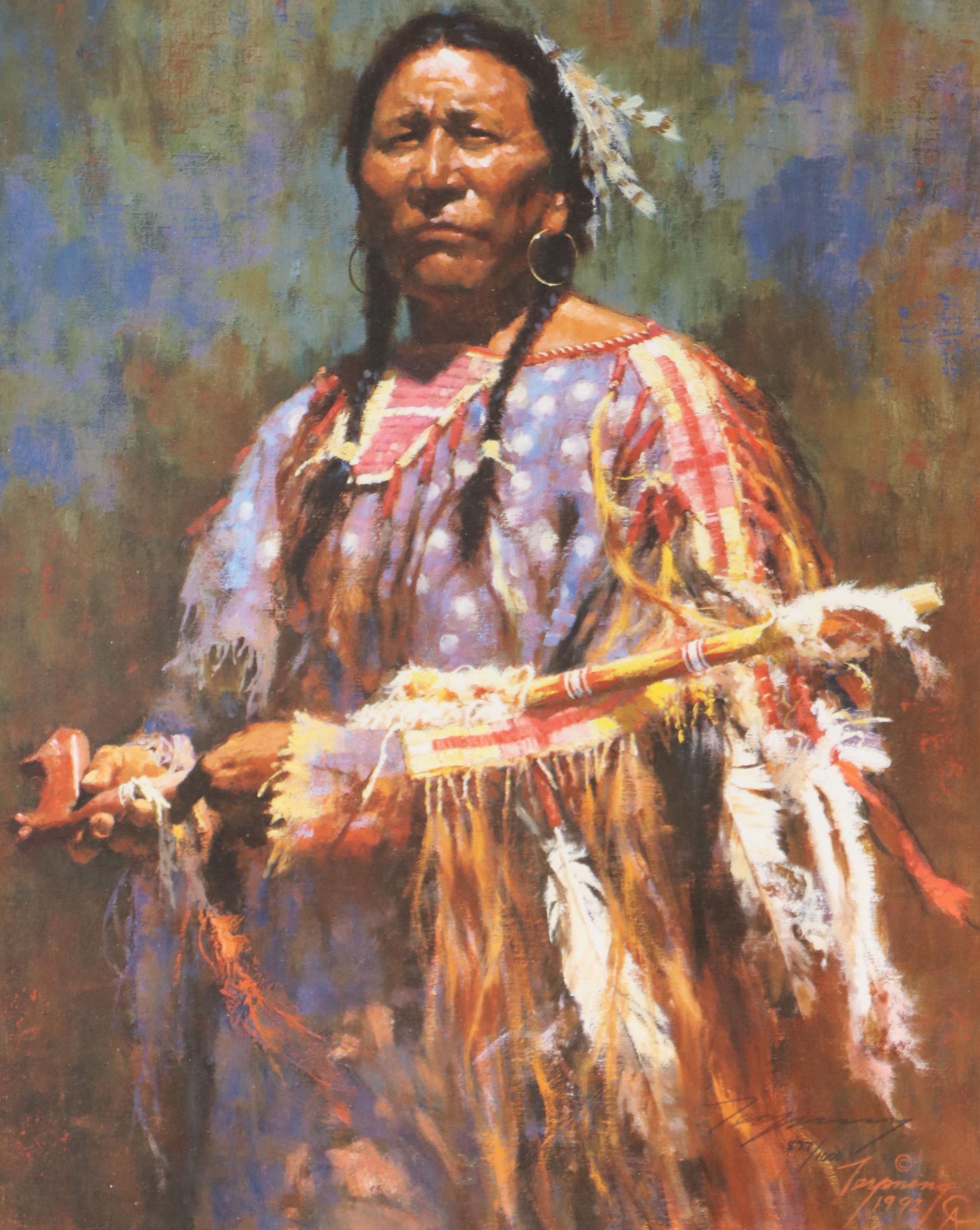 Howard Terpning Offset Lithograph "Medicine Pipe," 1994