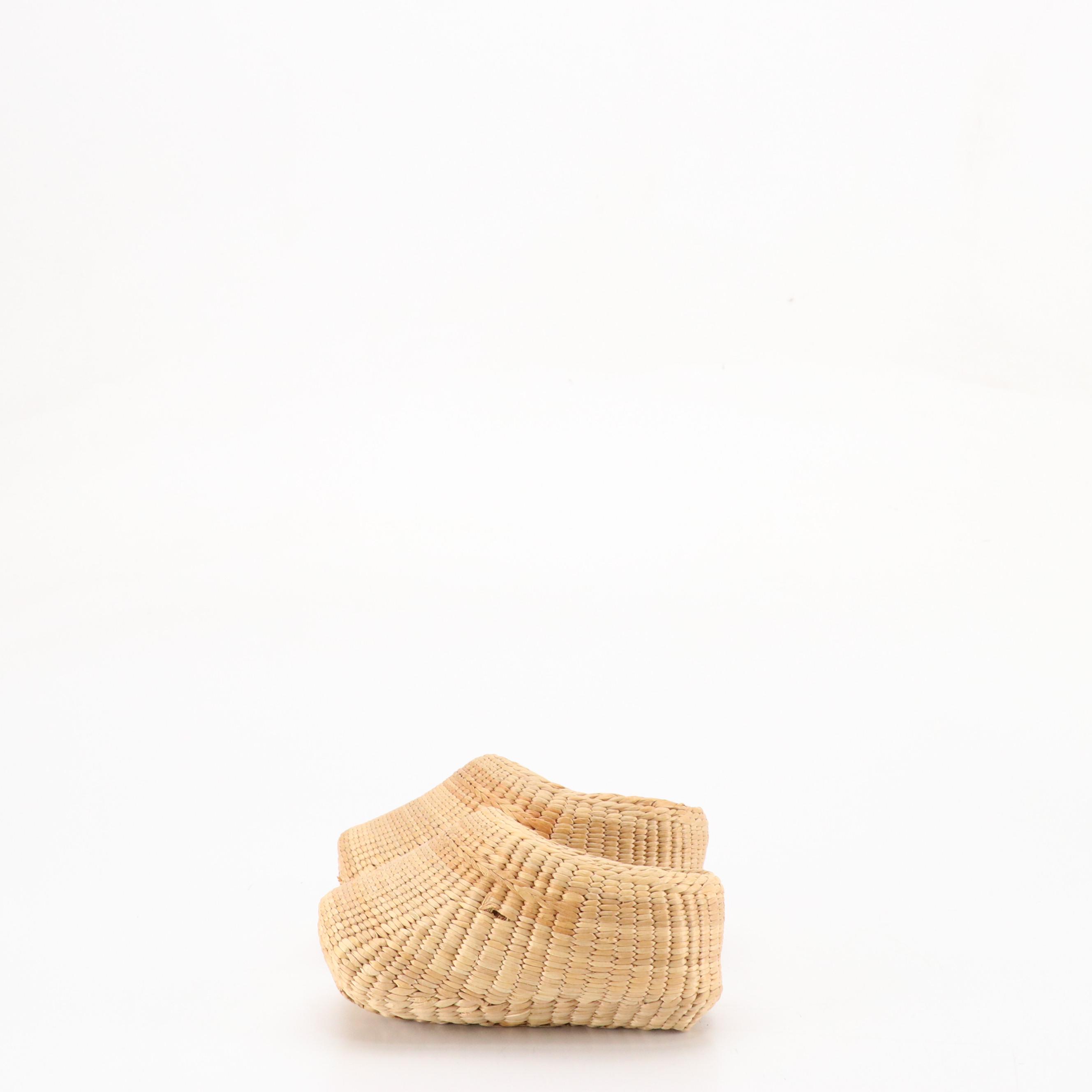 Chinese Woven Straw Clogs, Xiuhuaxie Slipper, and Japanese Hand-Painted Parasol