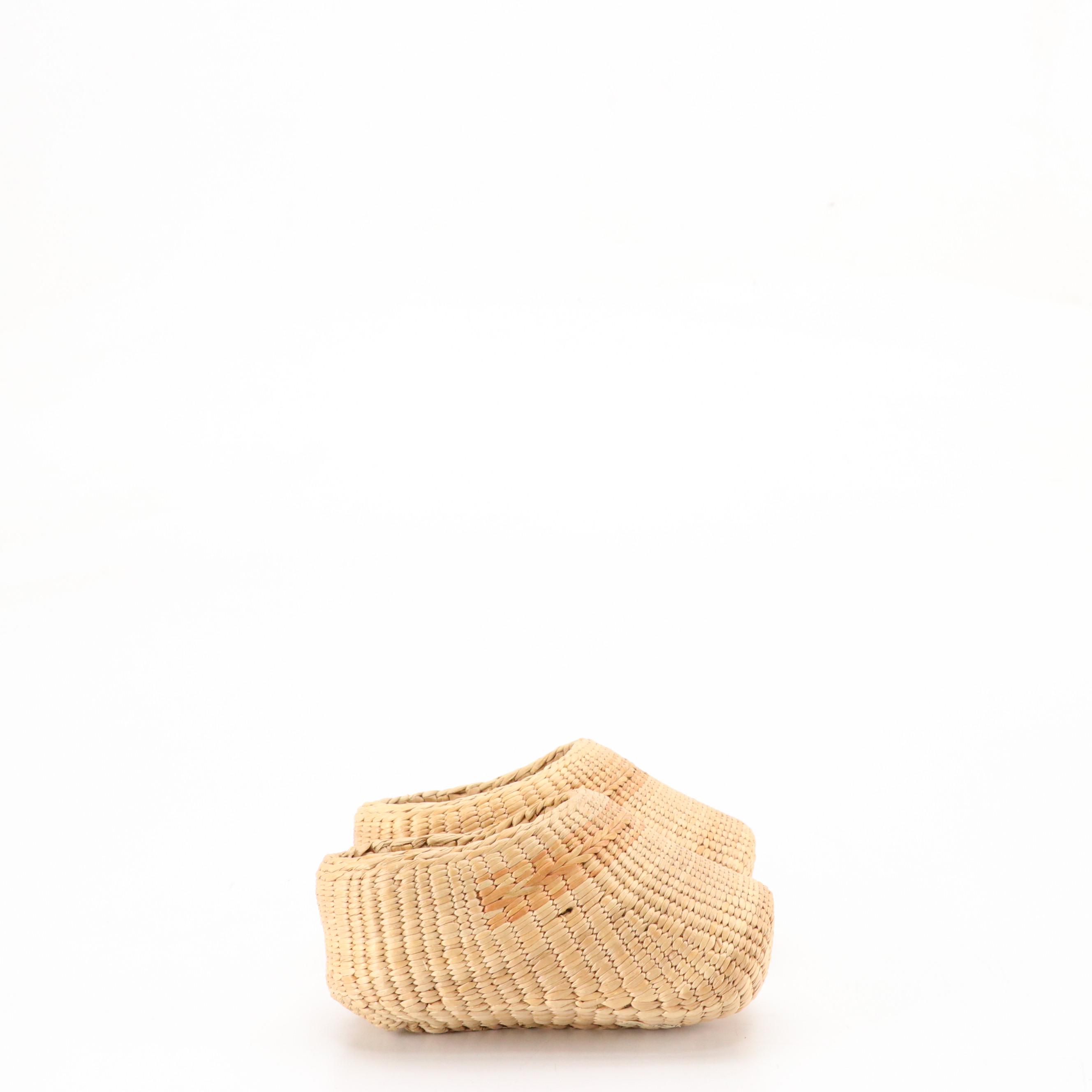 Chinese Woven Straw Clogs, Xiuhuaxie Slipper, and Japanese Hand-Painted Parasol