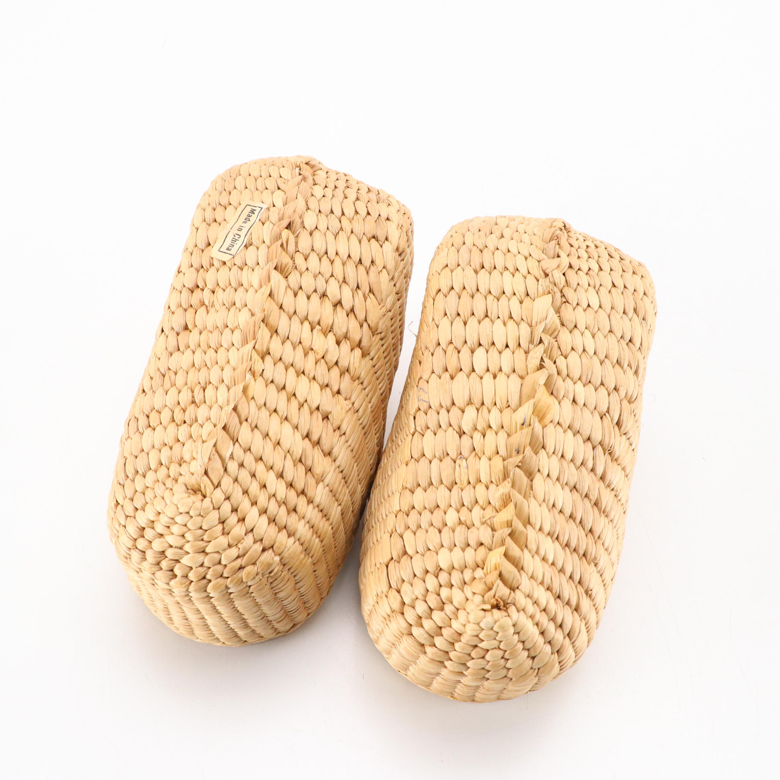 Chinese Woven Straw Clogs, Xiuhuaxie Slipper, and Japanese Hand-Painted Parasol