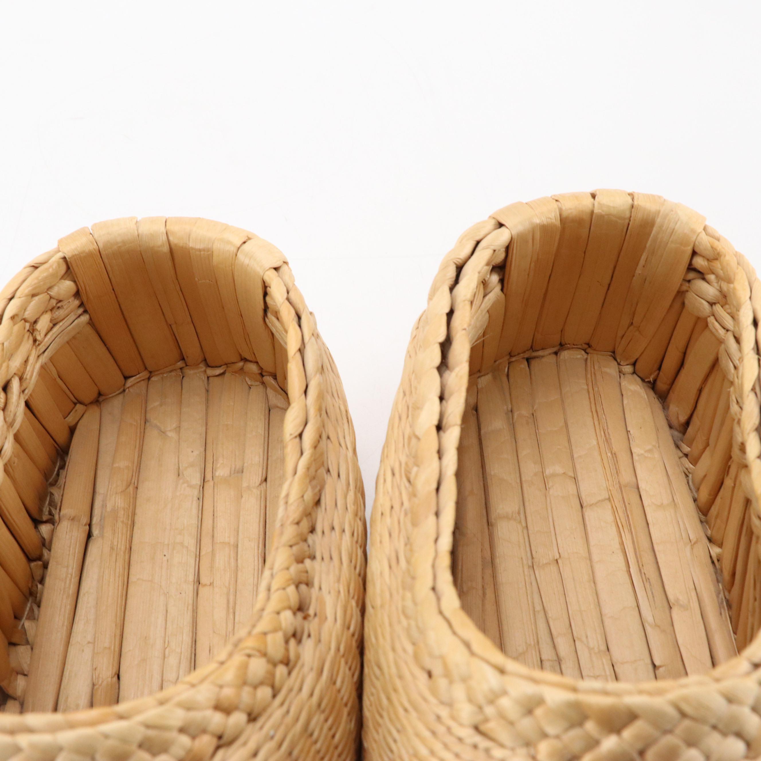 Chinese Woven Straw Clogs, Xiuhuaxie Slipper, and Japanese Hand-Painted Parasol