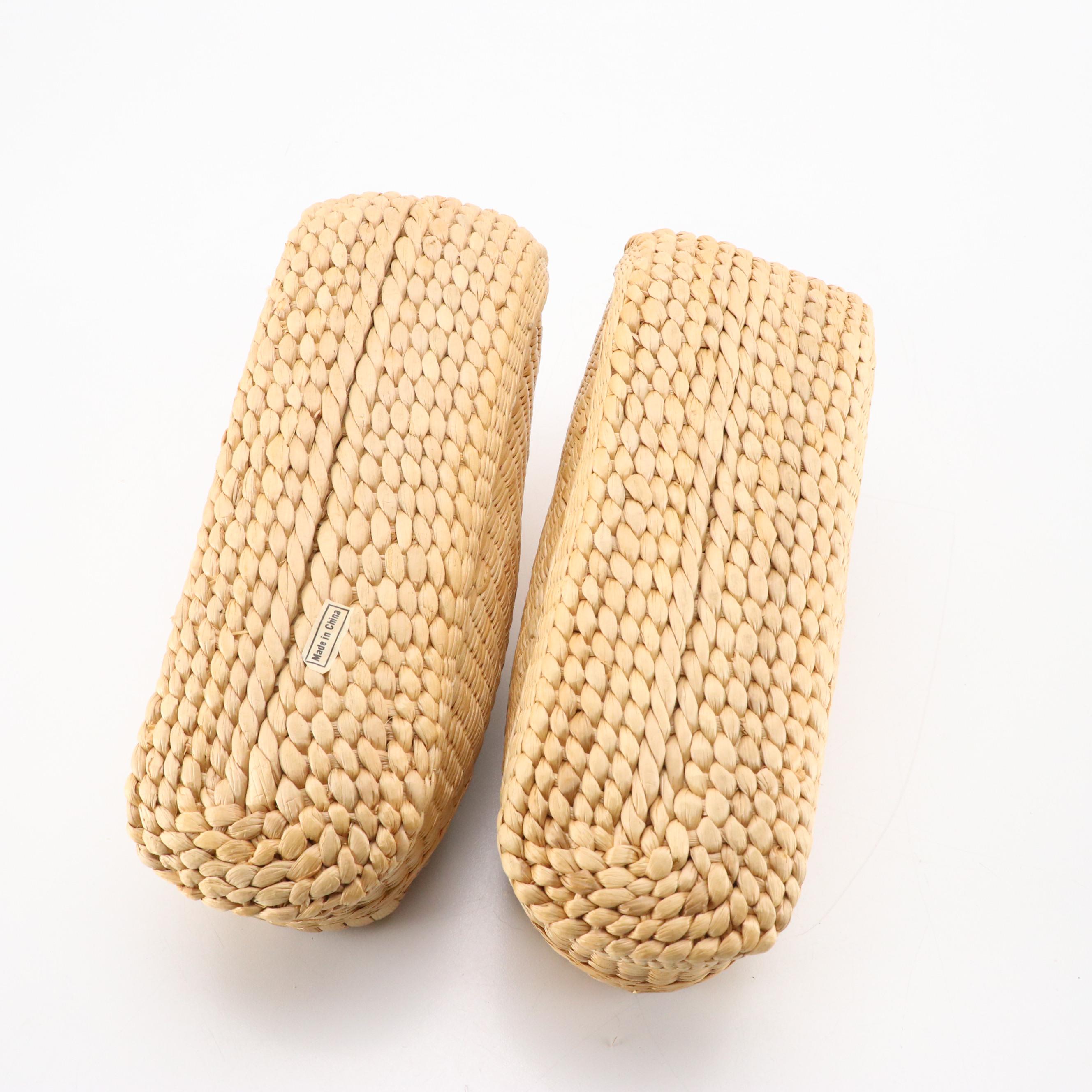 Chinese Woven Straw Clogs, Xiuhuaxie Slipper, and Japanese Hand-Painted Parasol