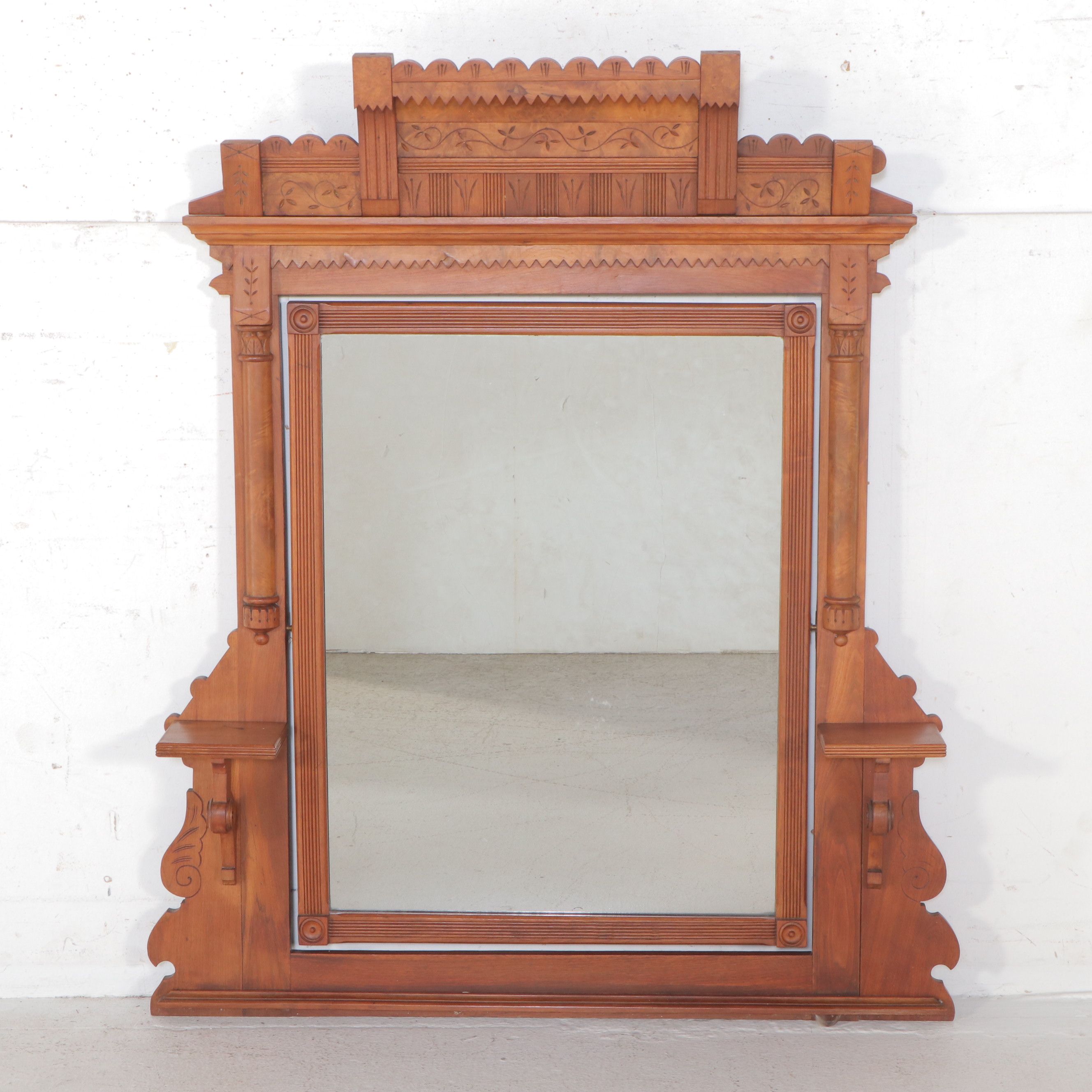 Victorian Eastlake Marble Top Mahogany and Burl Wood Dresser