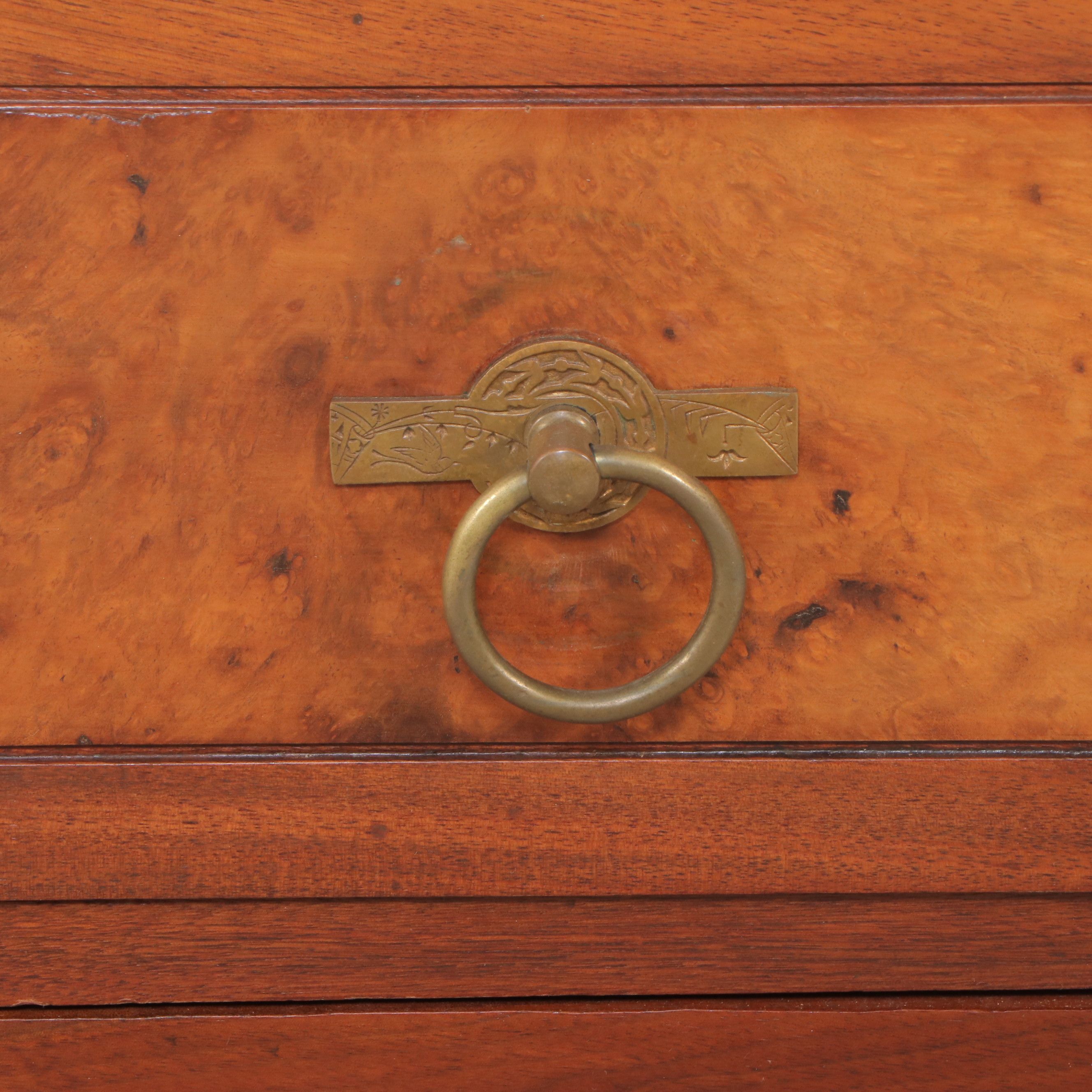 Victorian Eastlake Marble Top Mahogany and Burl Wood Dresser
