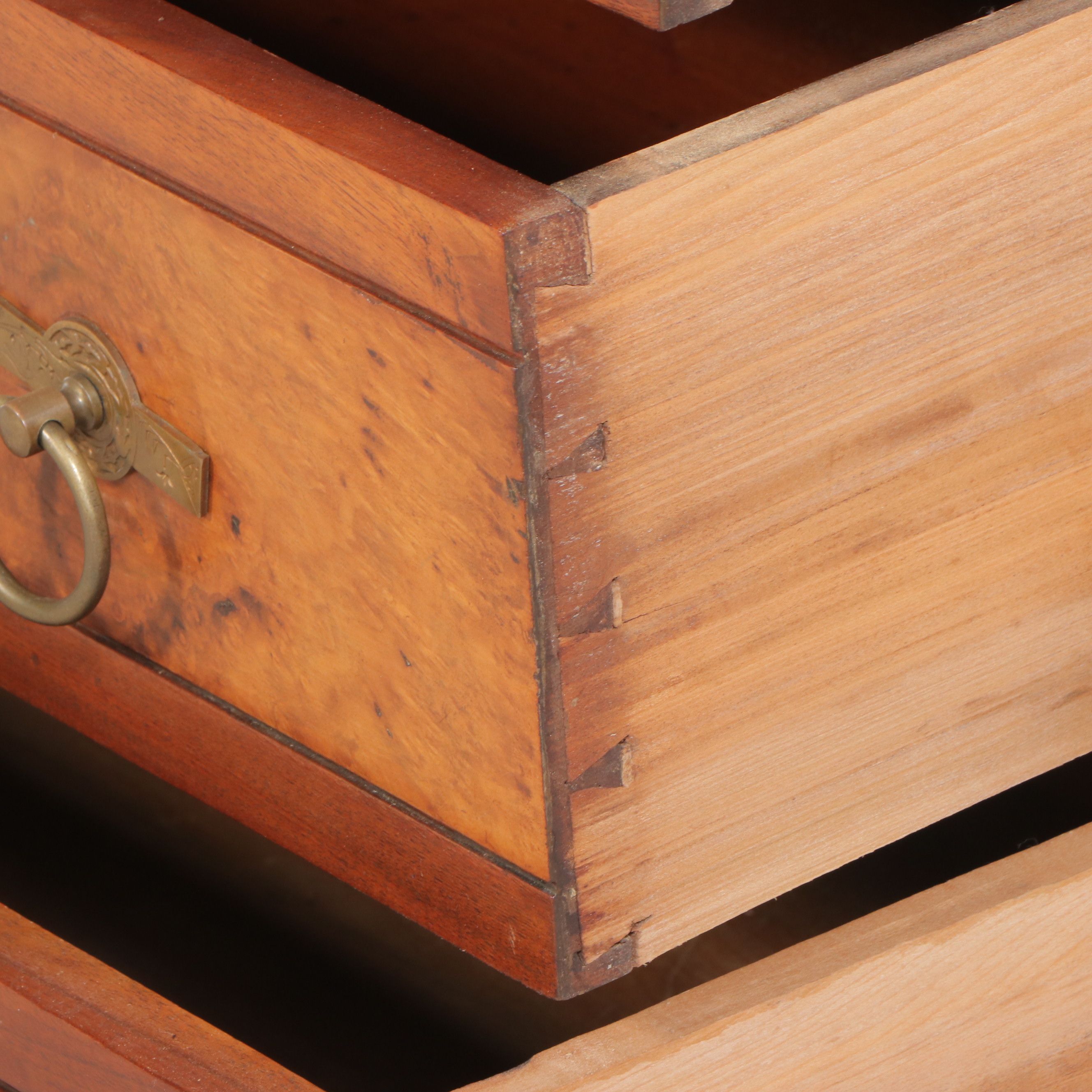 Victorian Eastlake Marble Top Mahogany and Burl Wood Dresser