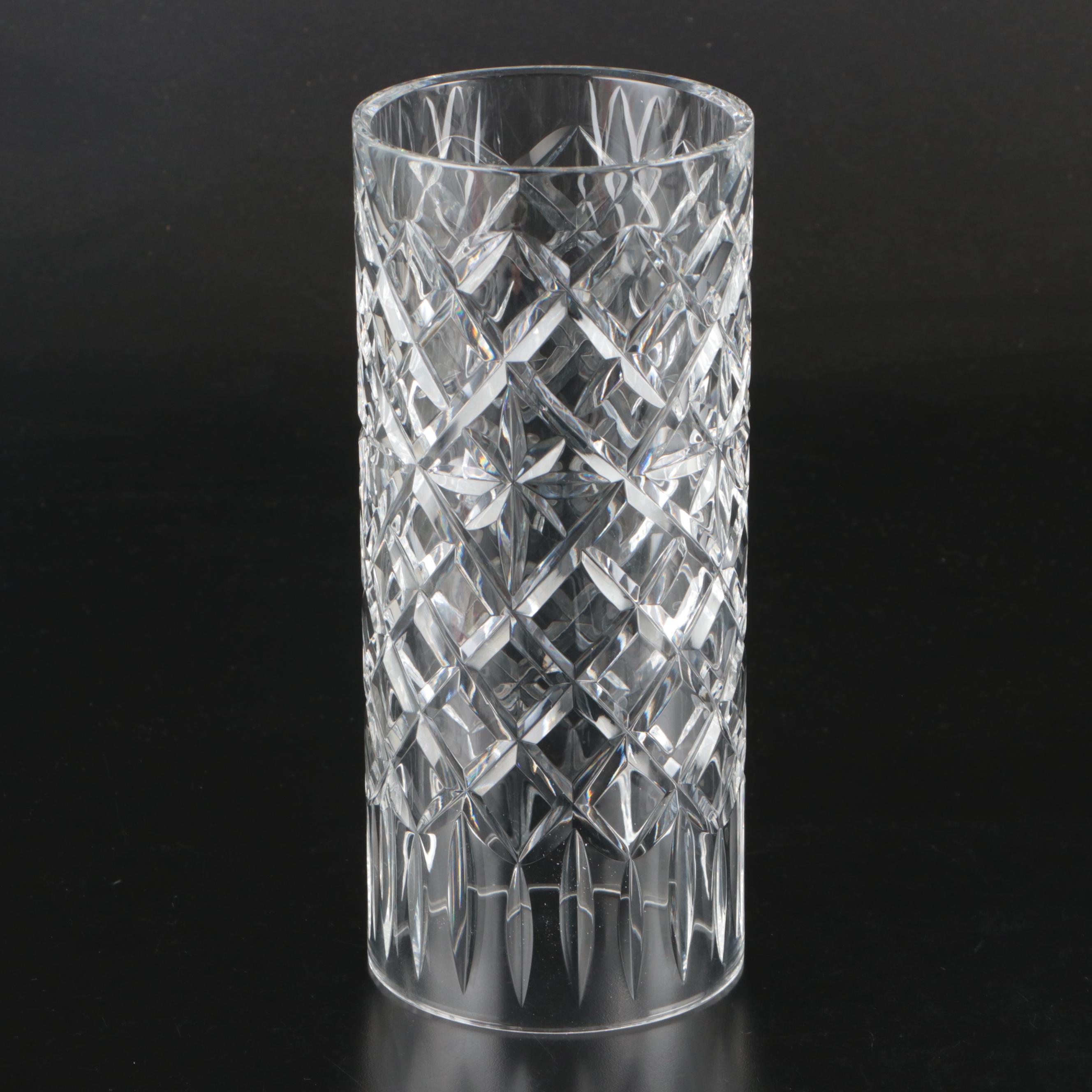 Waterford "Wyndham" Cut Crystal and Brass Candlestick Hurricane