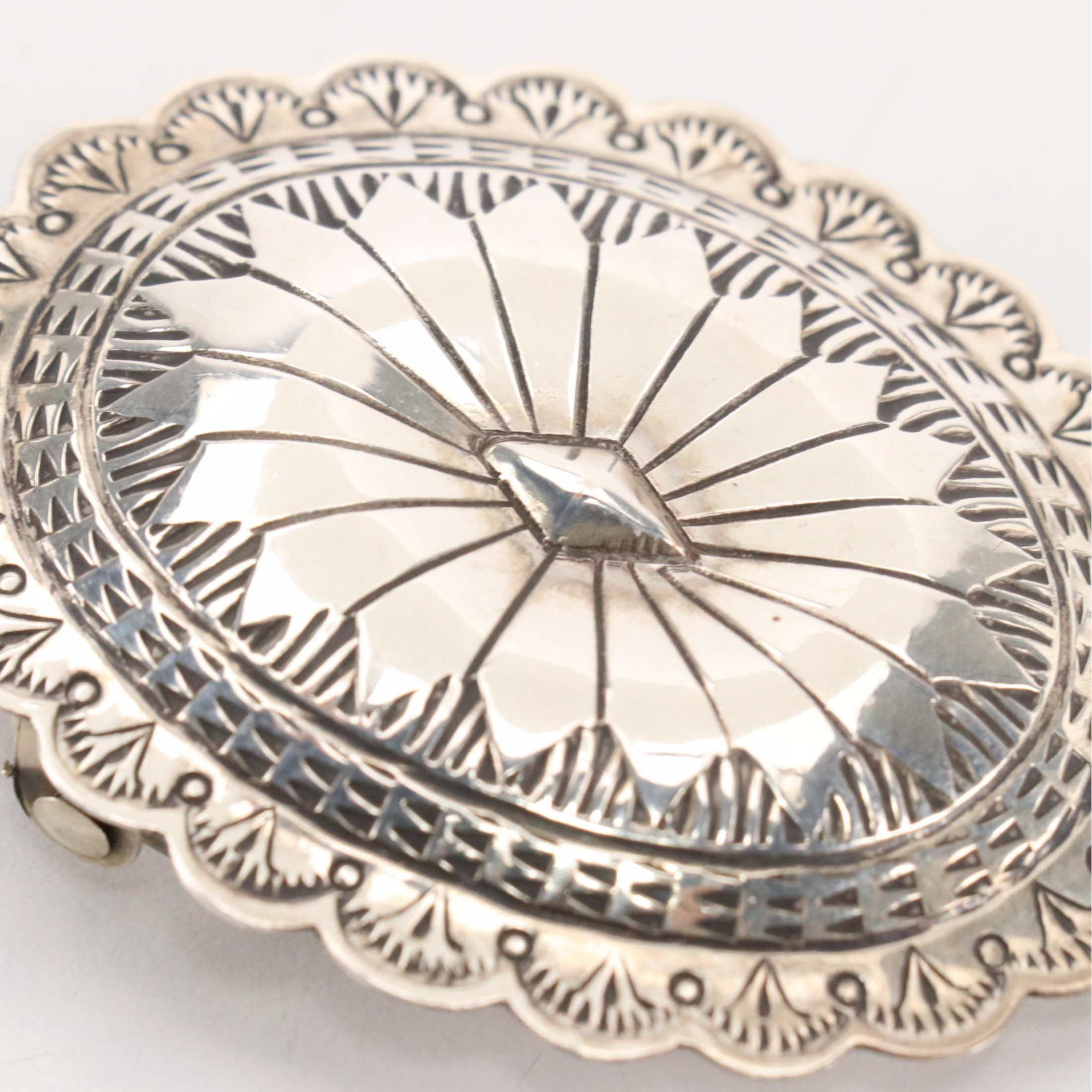 Southwestern Silver Concho Style Belt Buckle