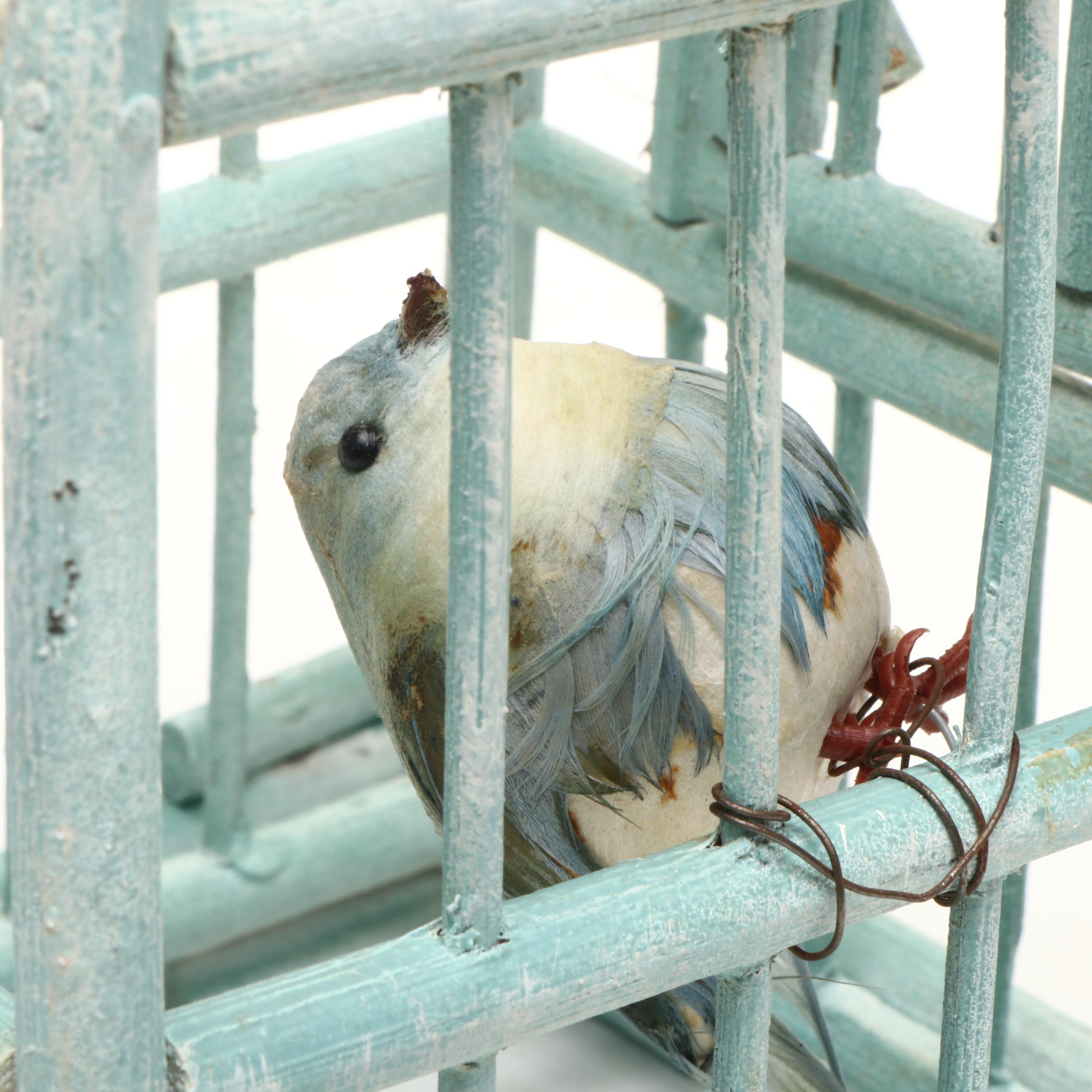 Turquoise Painted Decorative Bird Cages