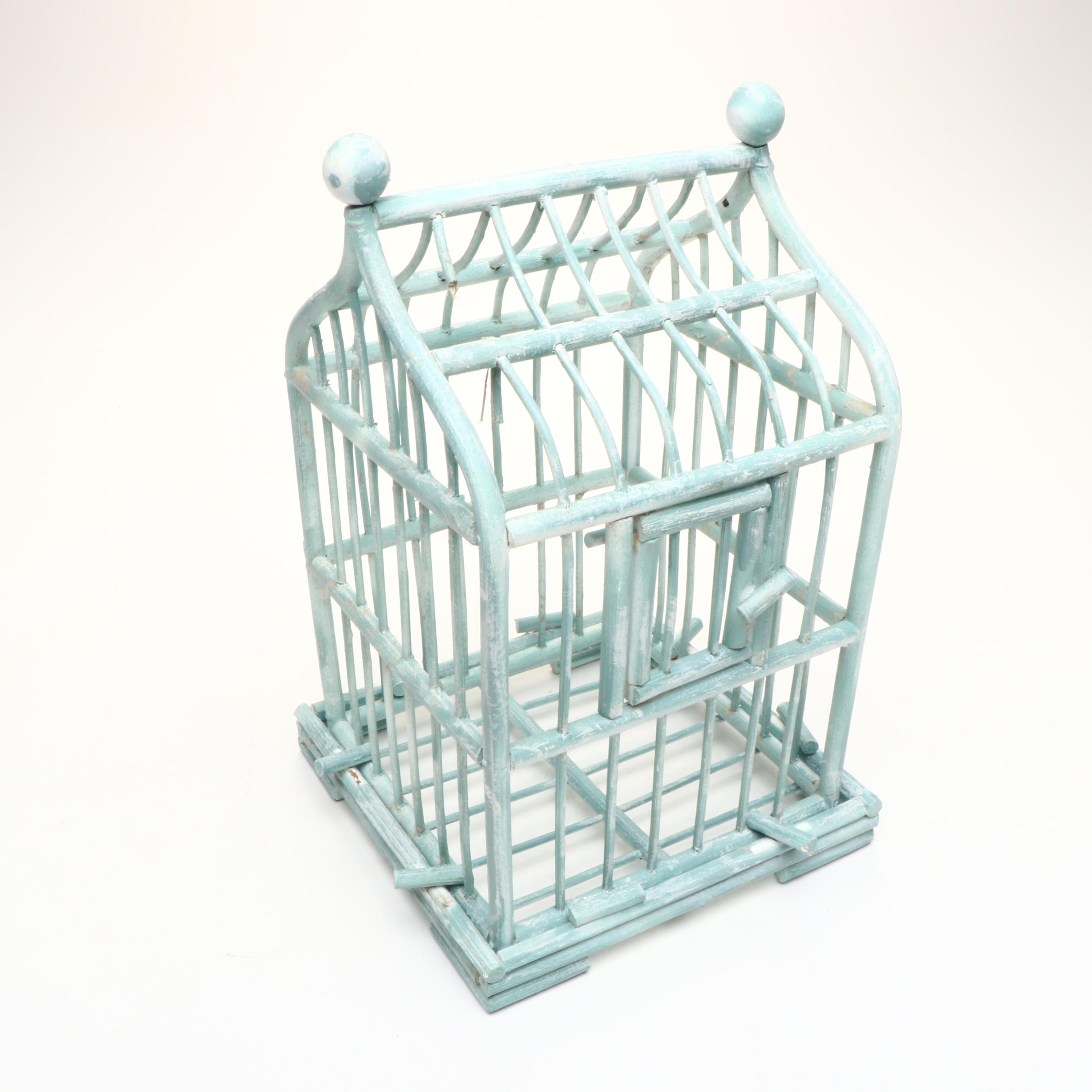 Turquoise Painted Decorative Bird Cages
