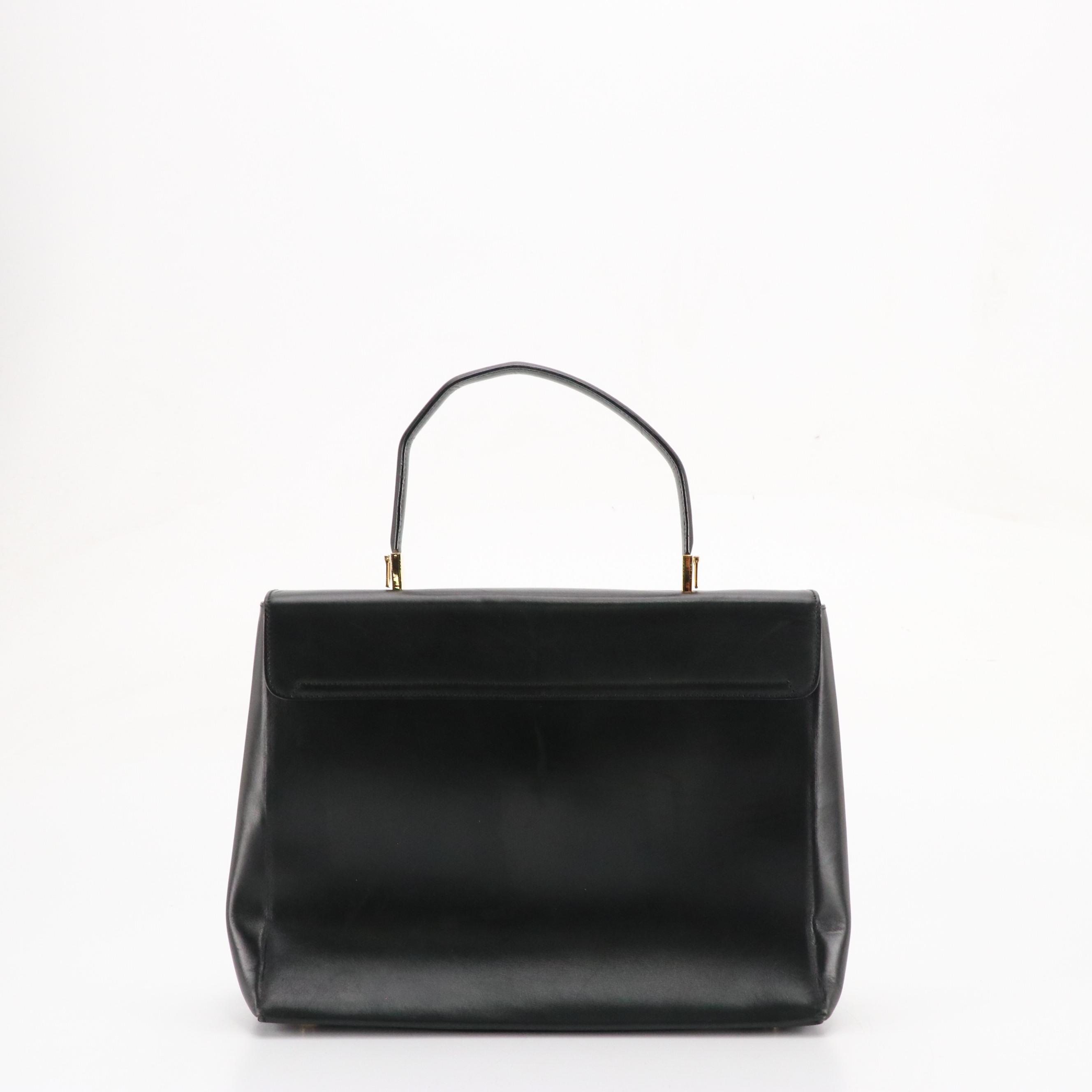 Salvatore Ferragamo Gancini Top Handle Two-Way Bag in Black Leather