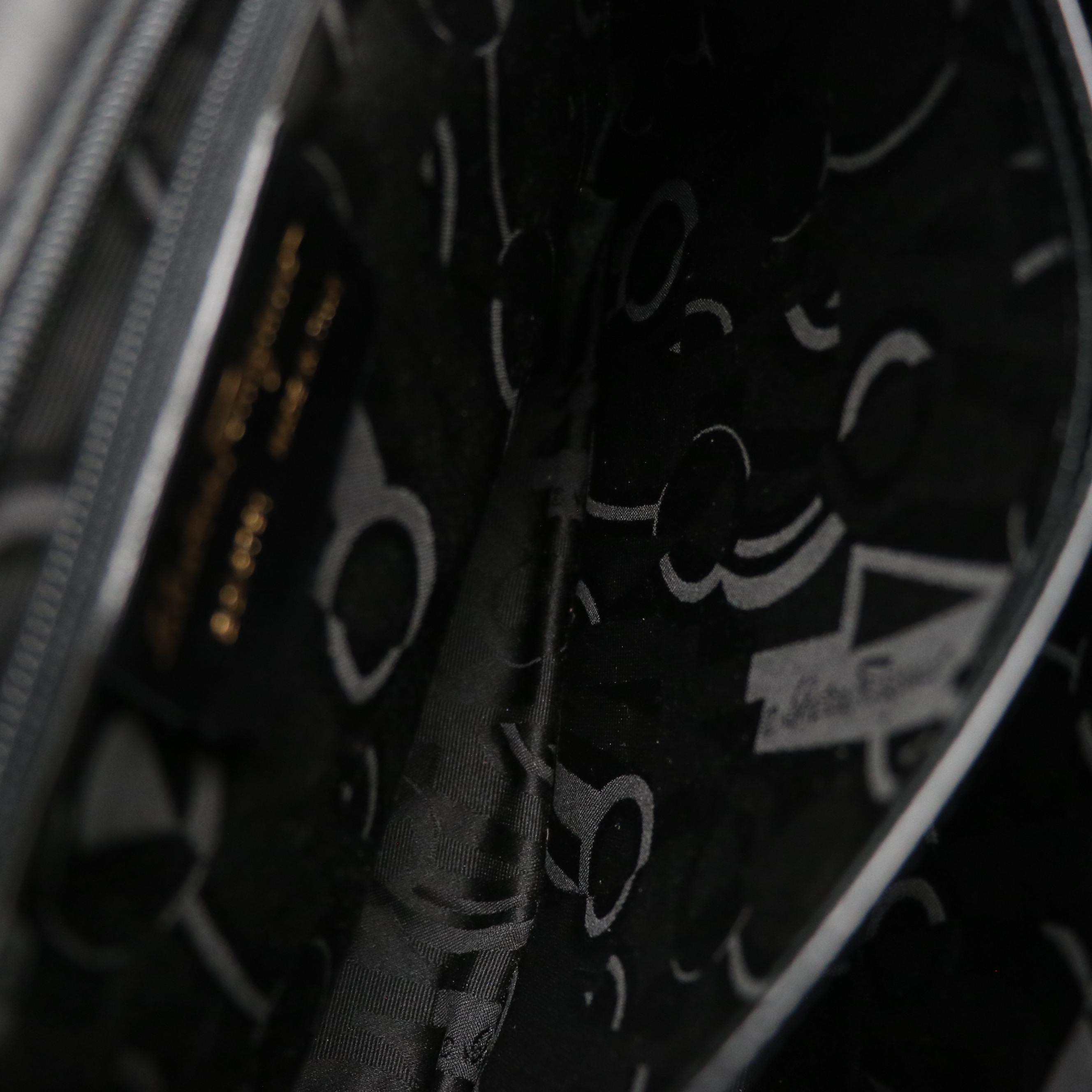 Salvatore Ferragamo Gancini Top Handle Two-Way Bag in Black Leather