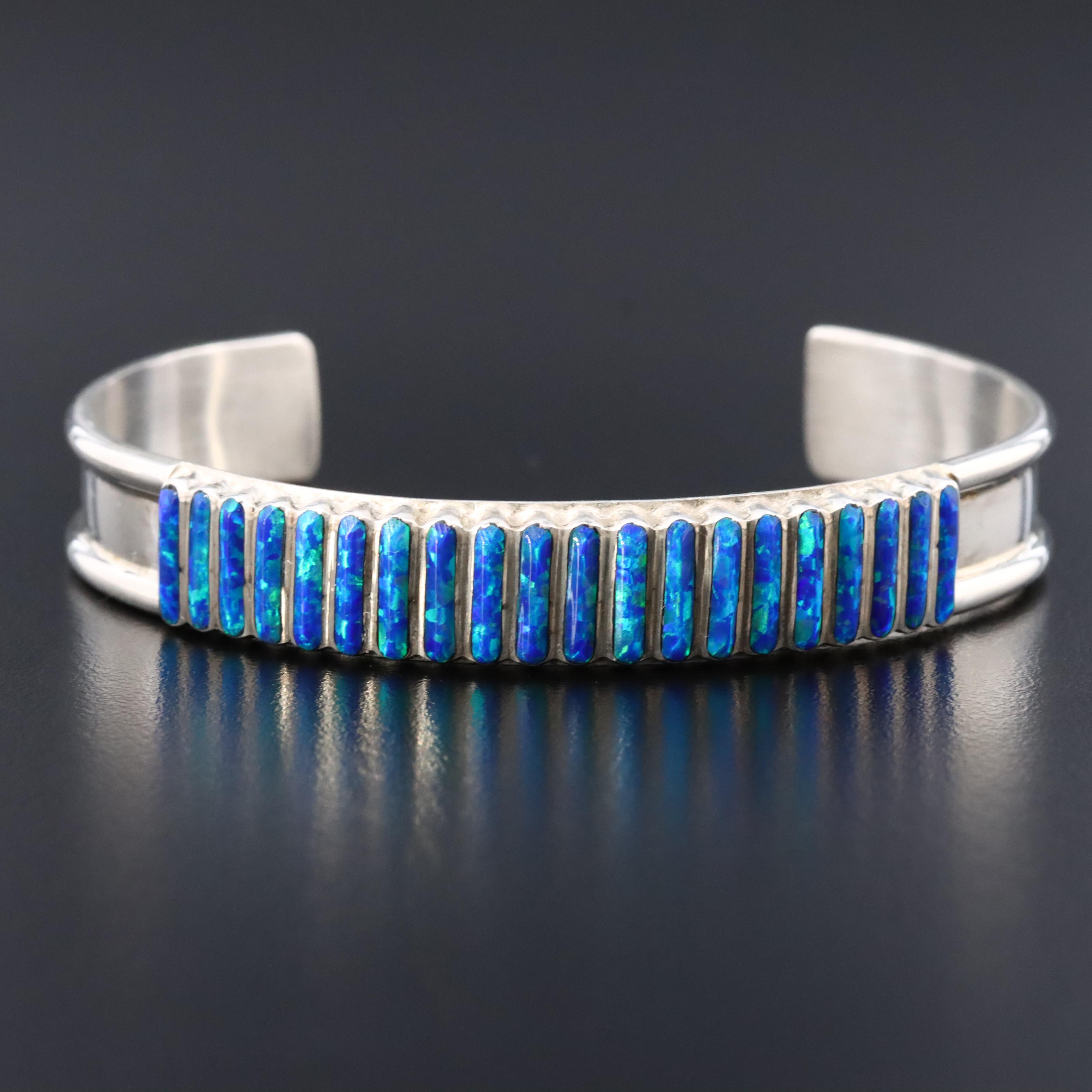 Southwestern Sterling Opal Cuff