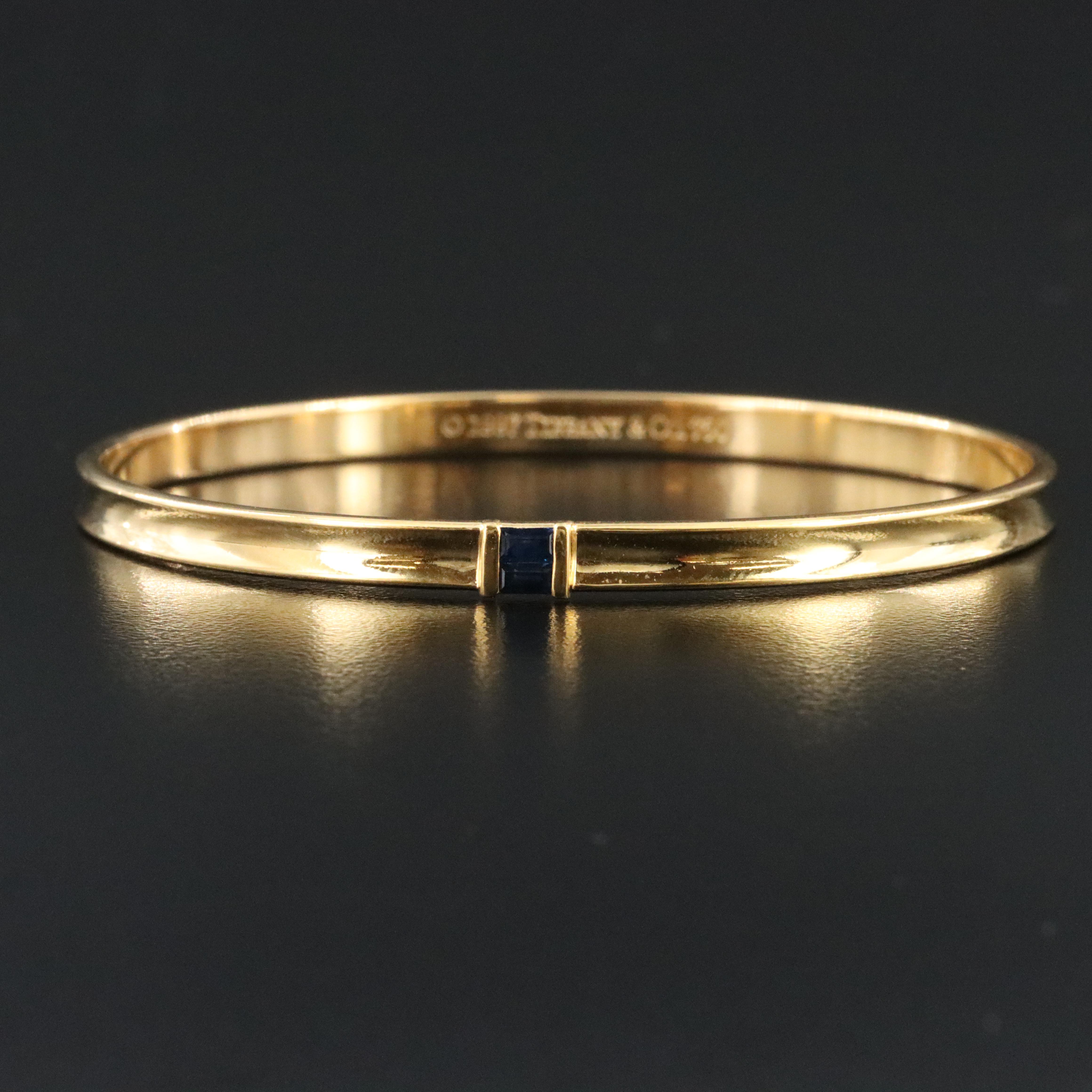 Tiffany & Co. 18K Baguette Sapphire Bangle Bracelet