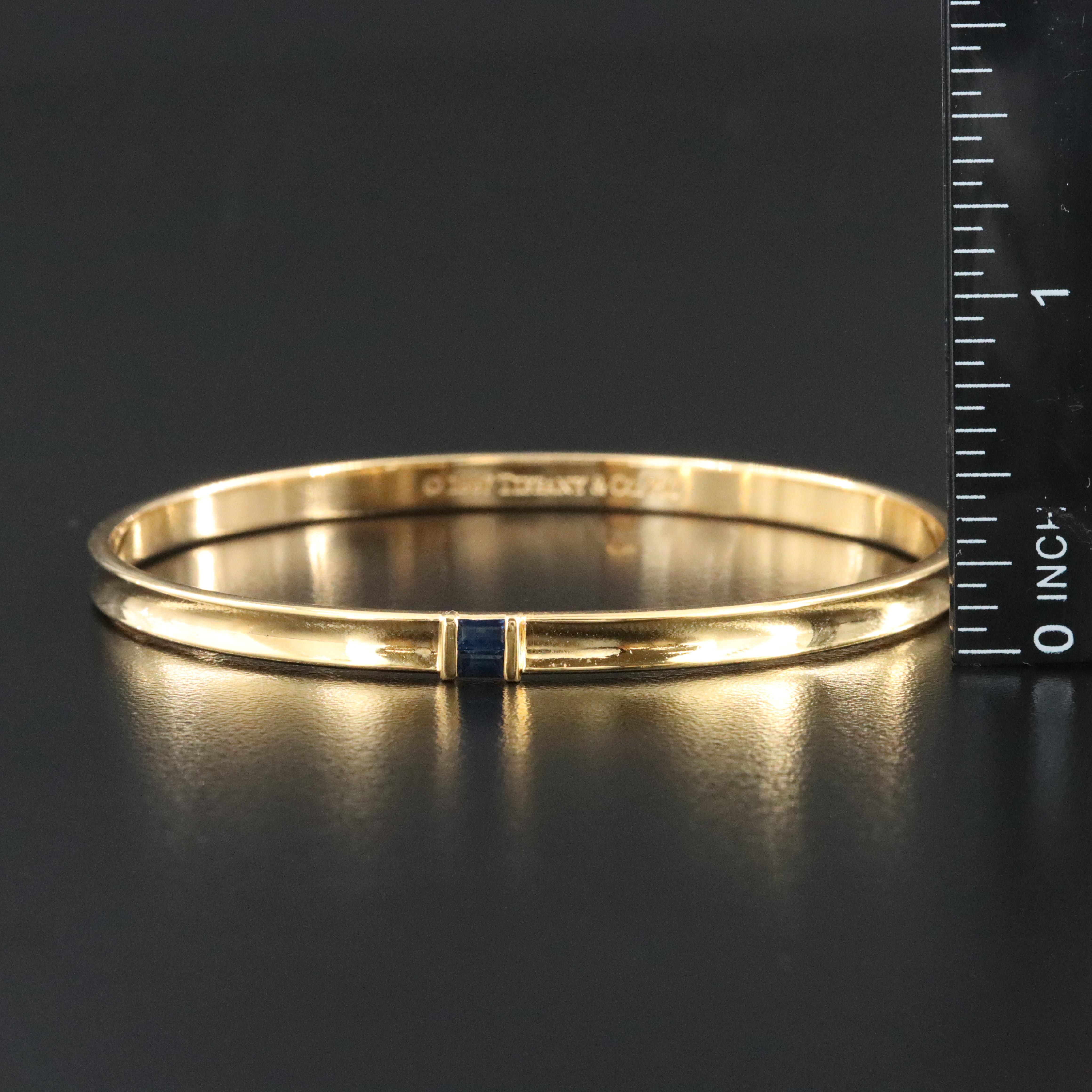 Tiffany & Co. 18K Baguette Sapphire Bangle Bracelet